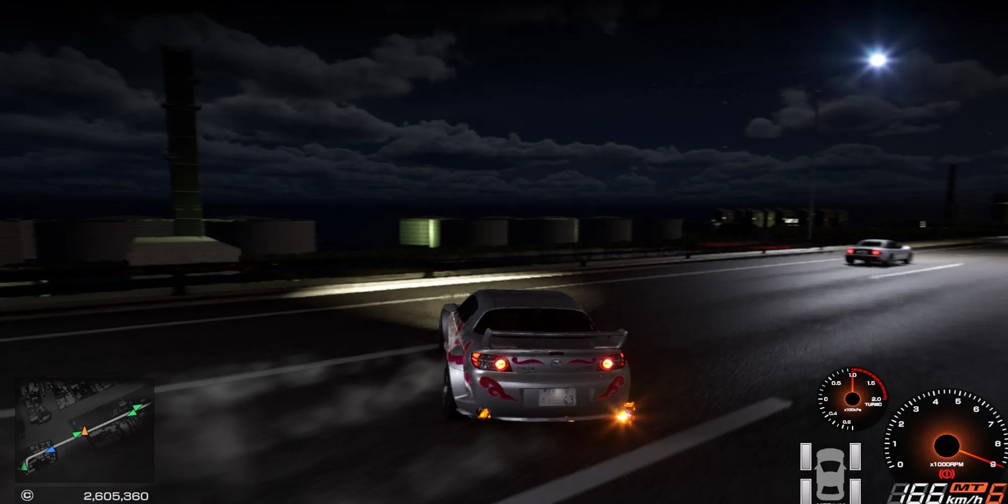Chiếc xe tùy chỉnh đang drift trong game Tokyo Xtreme Racer