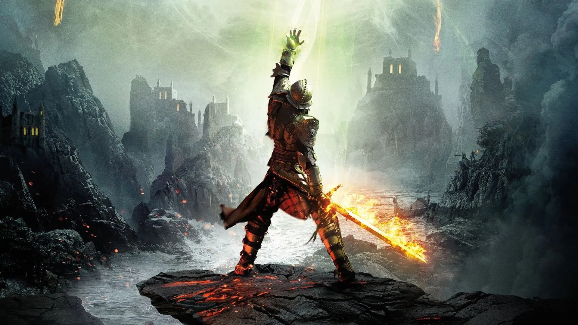 Ảnh bìa Dragon Age Inquisition với các nhân vật chính