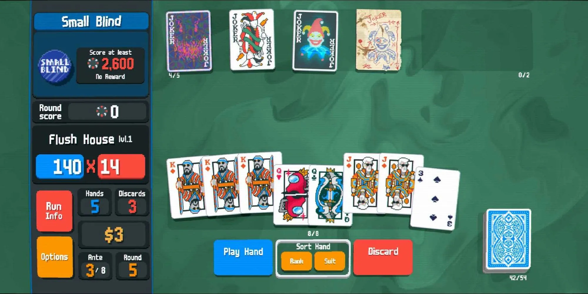 Bộ bài Flush House trong game Balatro