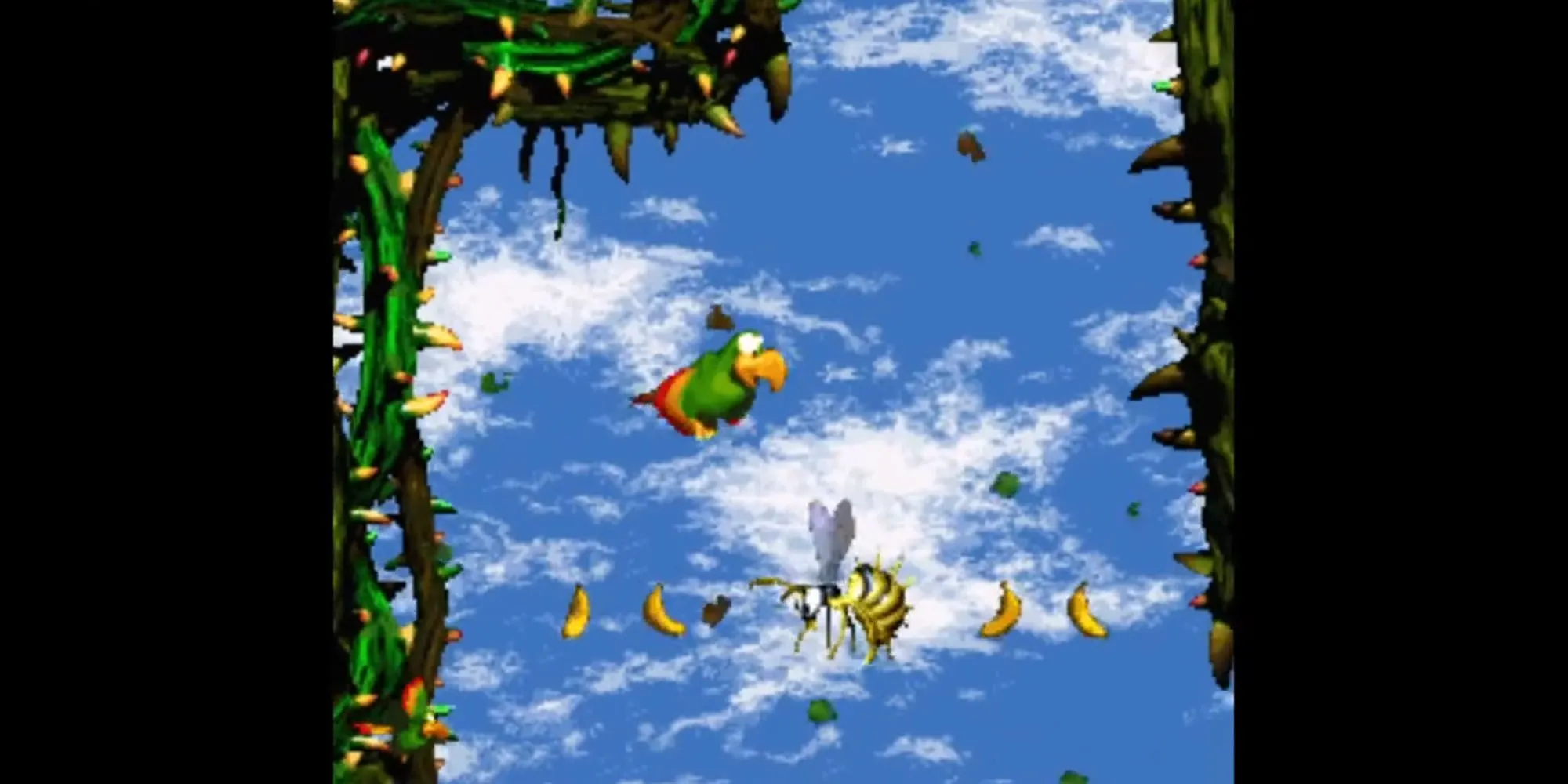 Diddy Kong và Dixie Kong trên màn hình tựa game Donkey Kong Country 2