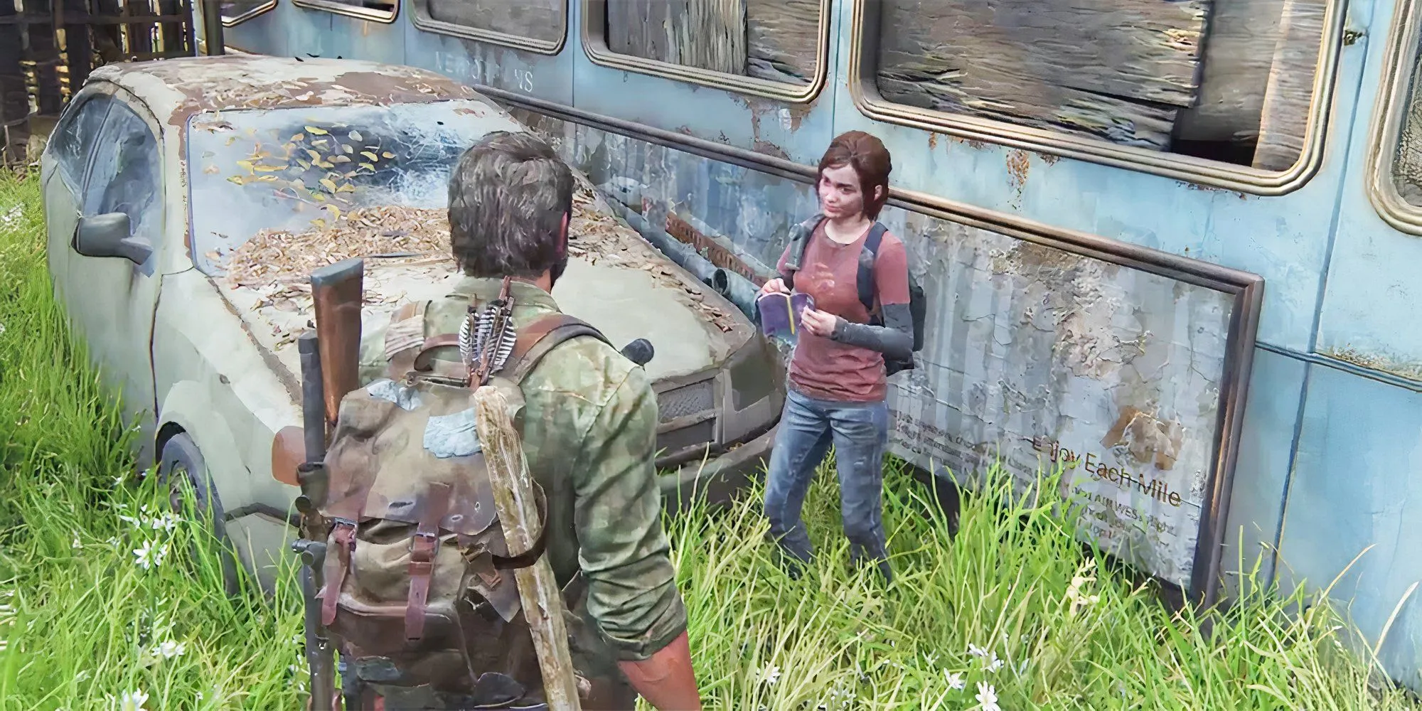 Ellie đọc sách truyện cười cho Joel trong The Last of Us