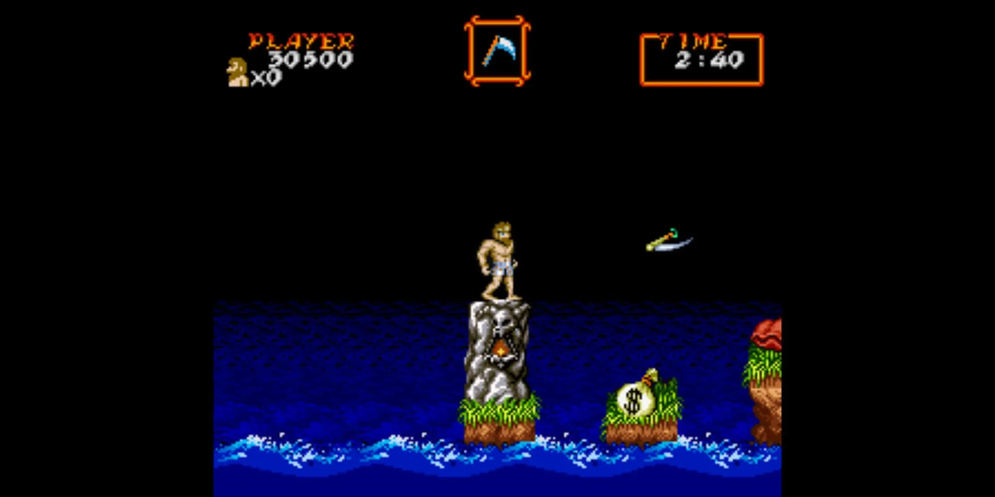 Hiệp sĩ Arthur chiến đấu trong Super Ghouls N Ghosts trên SNES