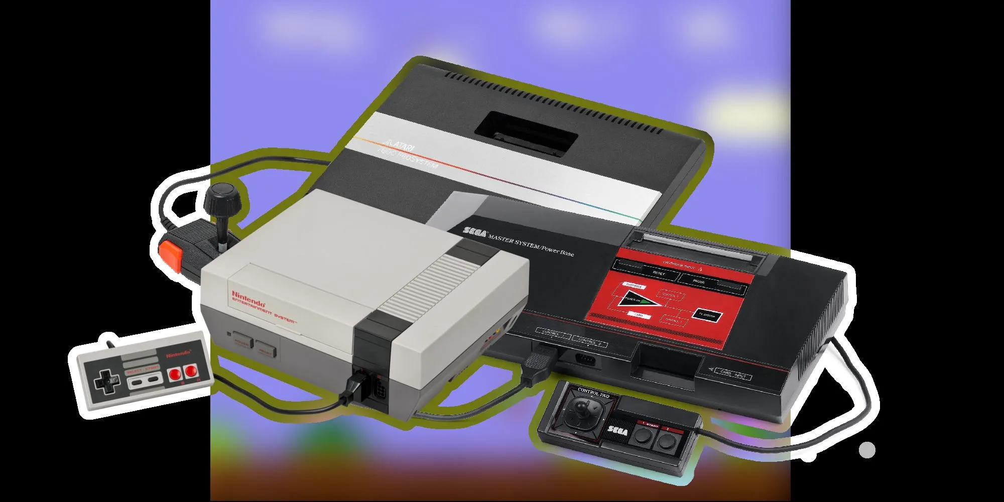 Hình ảnh các hệ máy console thế hệ thứ ba: NES, Atari 7800 và Sega Master System