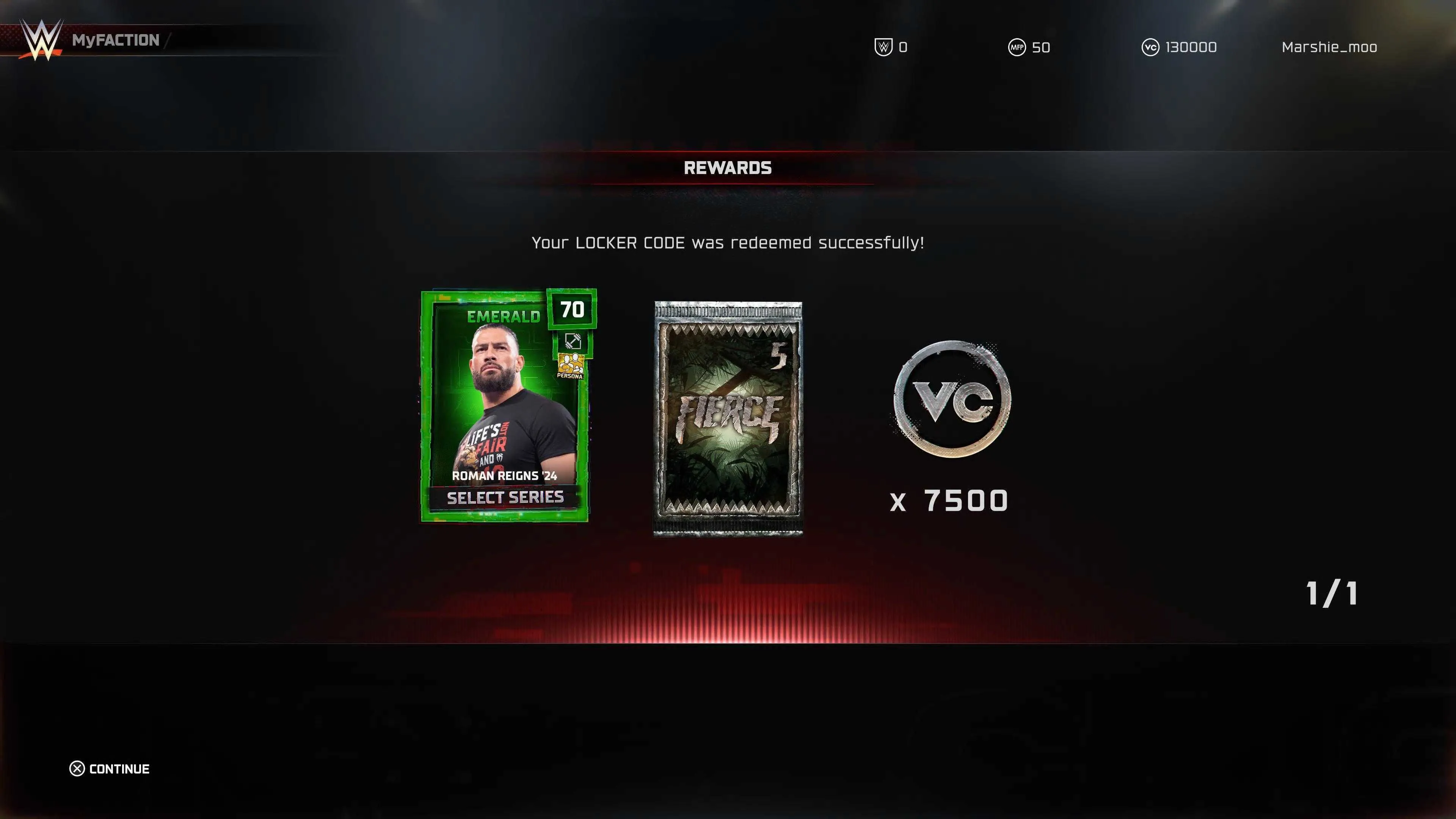 Mô tả màn hình nhập code hoặc nhận quà trong game WWE 2K25 MyFaction, có thể thấy giao diện mục Locker Codes.
