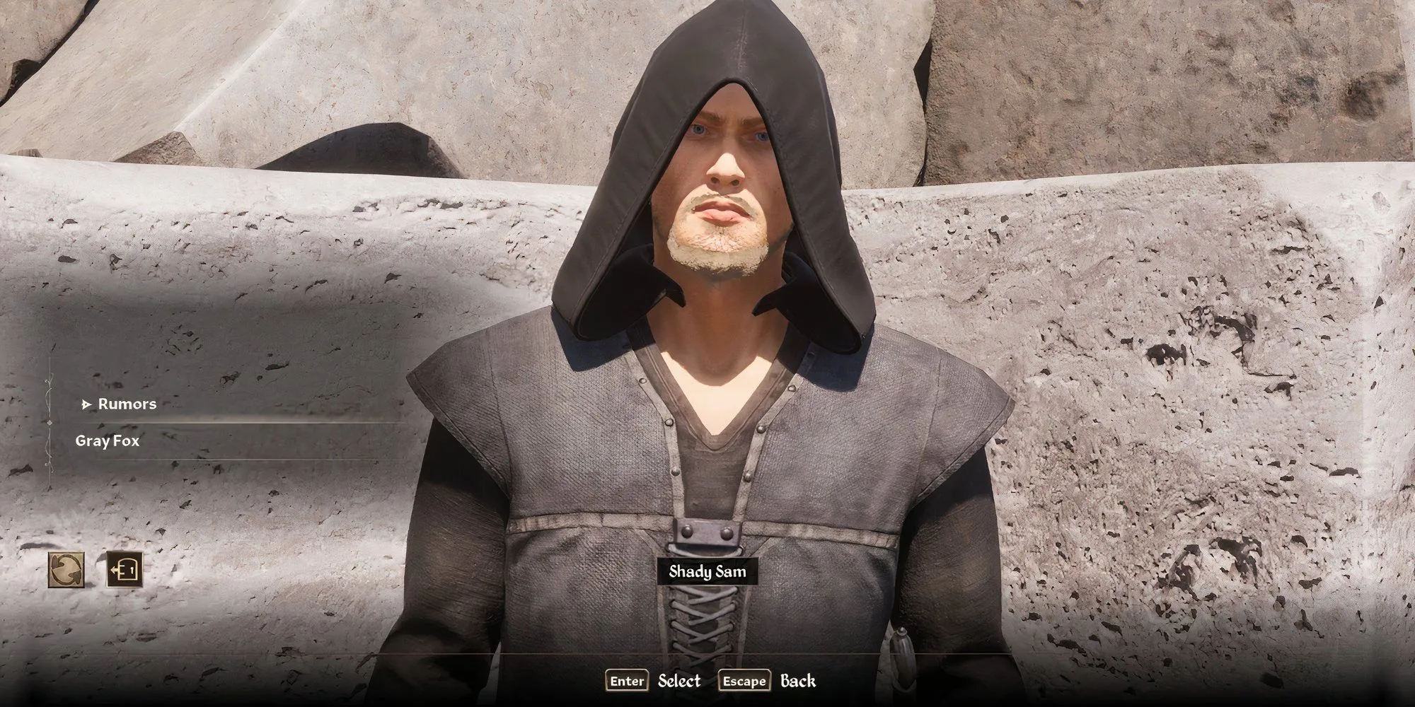 Nhân vật Shady Sam trong Oblivion Remastered, người bán dao móc khóa