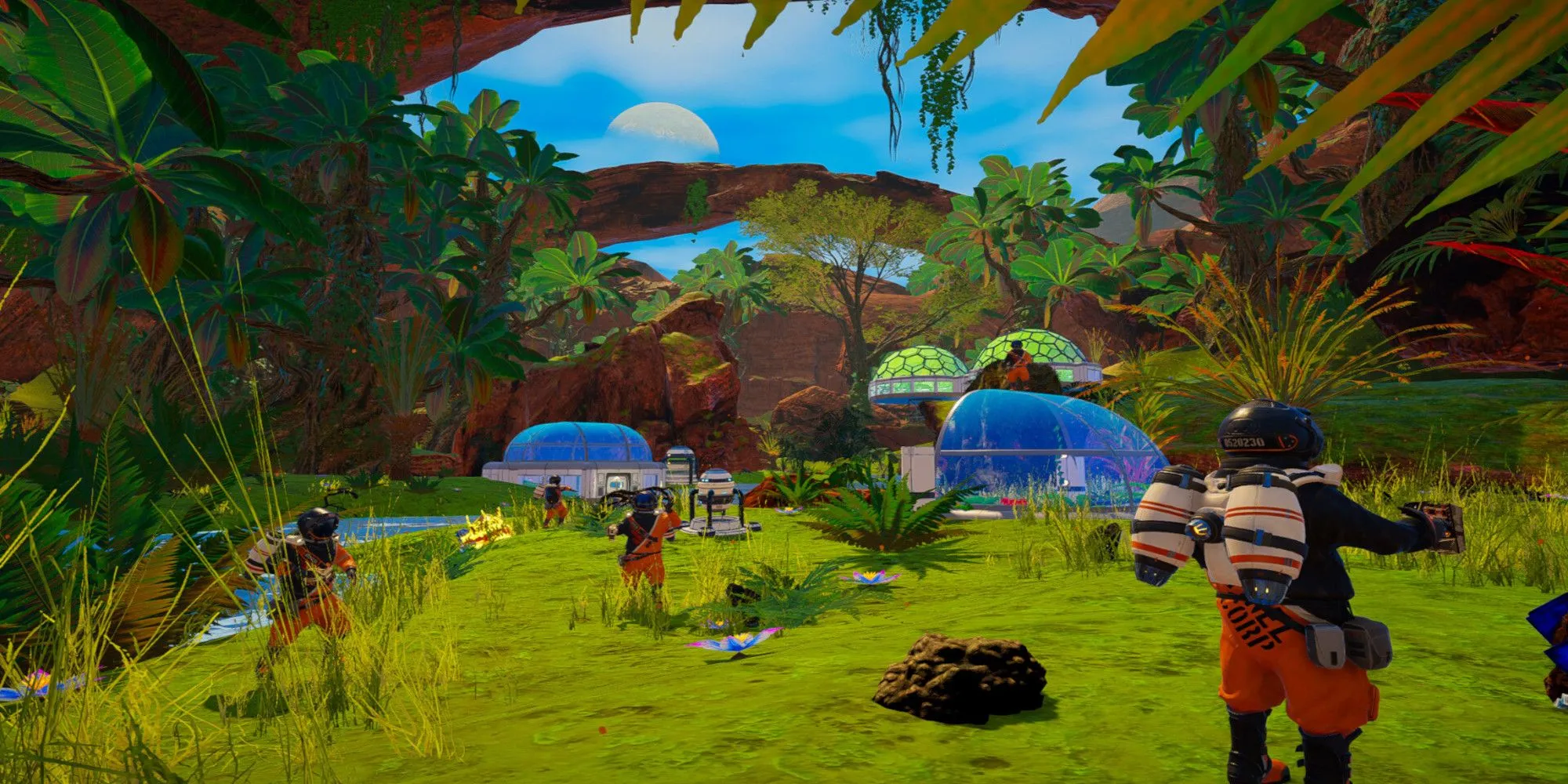 Những ngôi nhà bong bóng và công trình trên bề mặt hành tinh trong The Planet Crafter