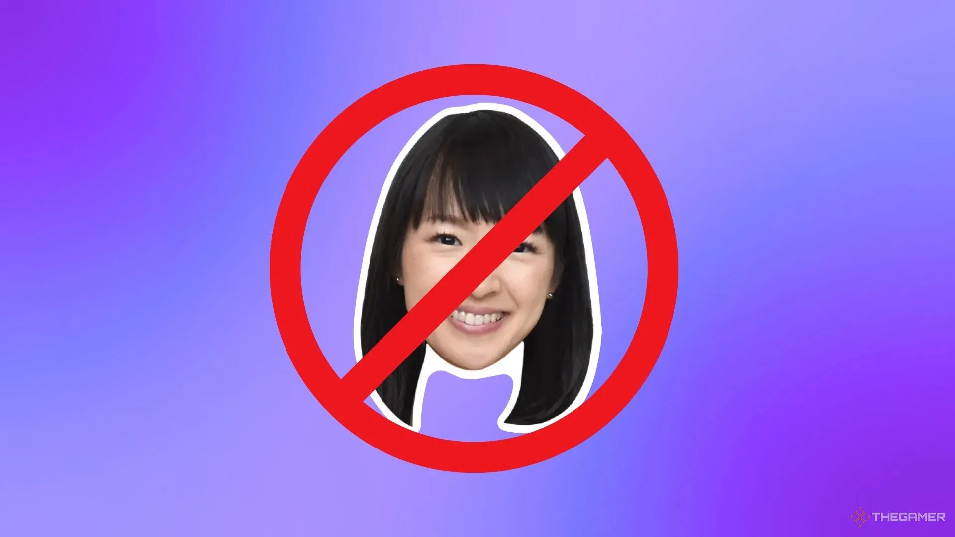 Ảnh Marie Kondo bị che bởi biển báo dừng, minh họa cho &quot;Khả Năng Tổ Chức&quot; mà người chơi vừa yêu vừa ghét, đối tác tiềm năng của Doug