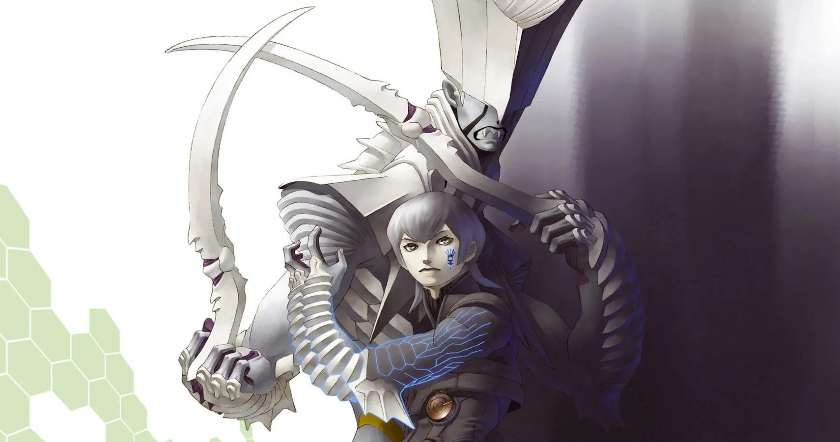 Artwork nhân vật Serph từ Shin Megami Tensei: Digital Devil Saga, thể hiện không khí trưởng thành của game.
