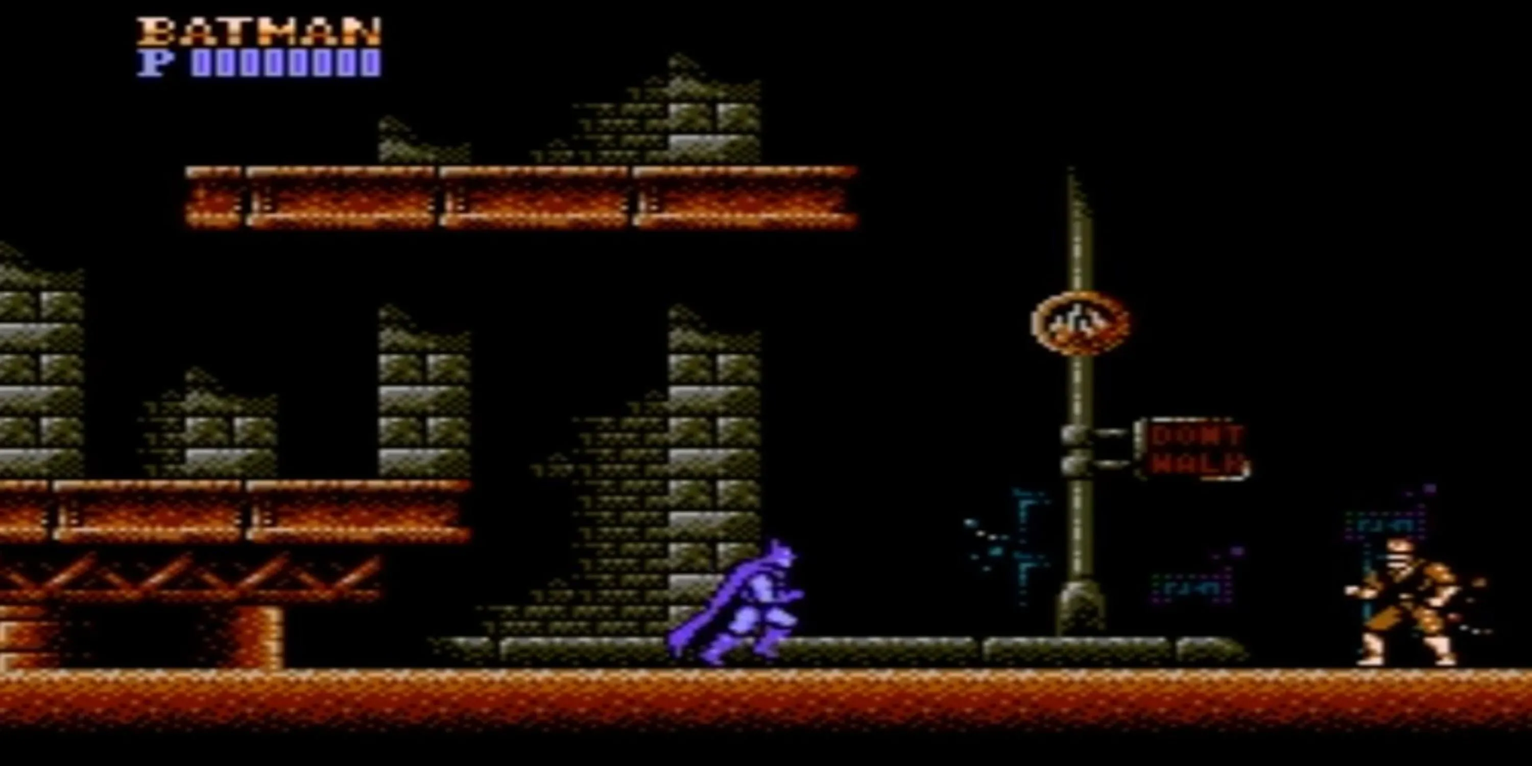 Batman đối đầu kẻ thù trên đường phố Gotham trong Batman The Video Game bản NES