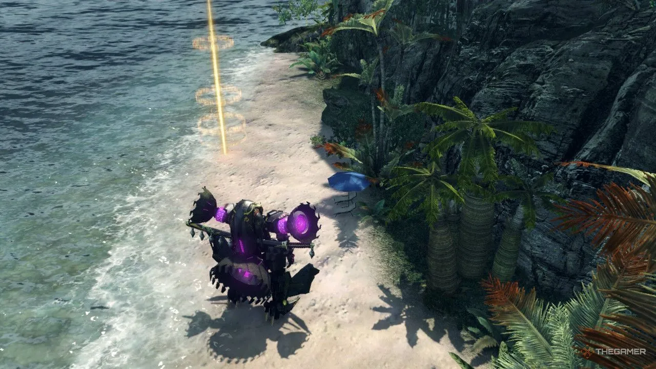 Bối cảnh bãi biển tuyệt đẹp trong thế giới mở của Xenoblade Chronicles X.