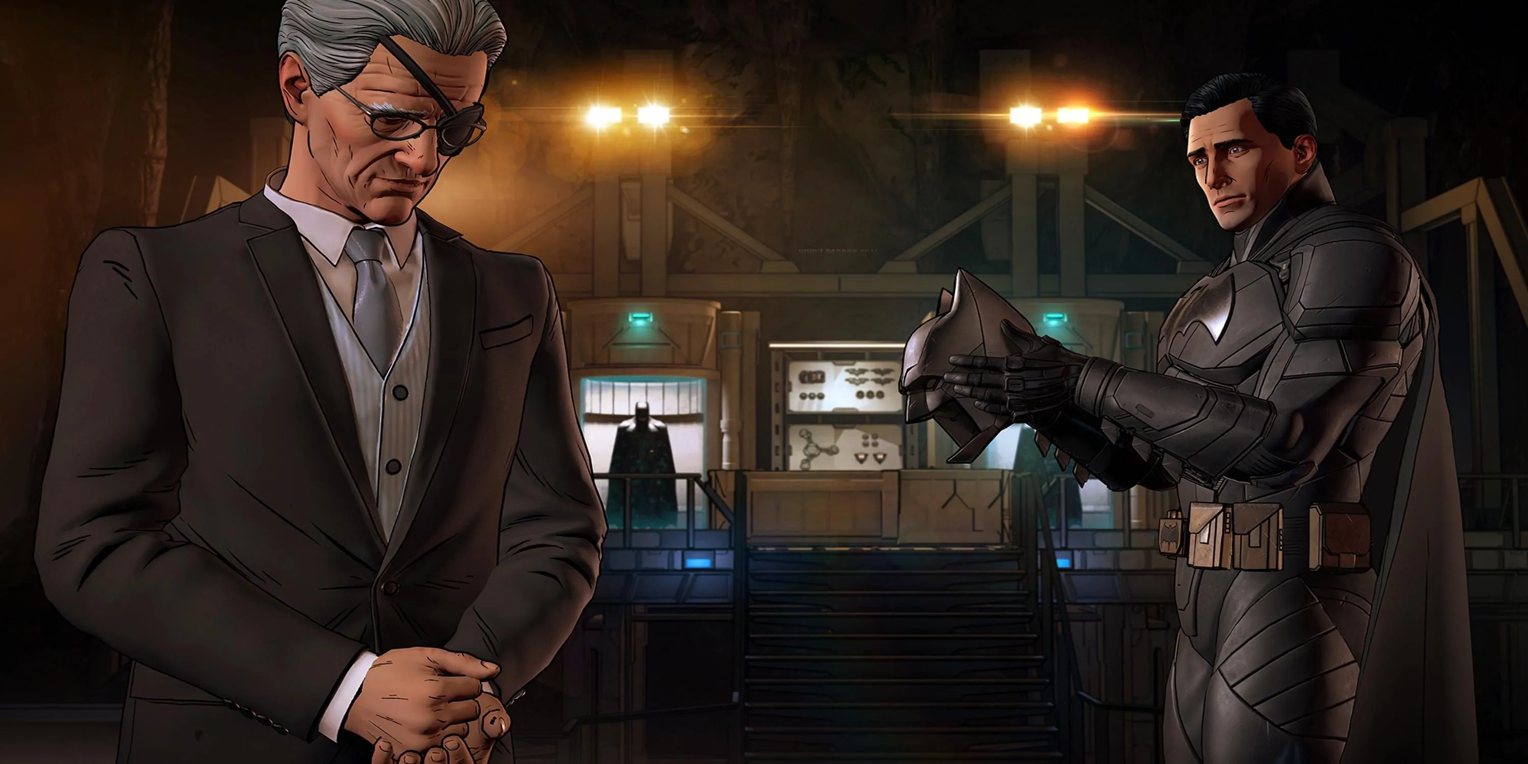 Bruce Wayne Batman trò chuyện cùng Alfred Pennyworth trong game Batman The Enemy Within của Telltale Games