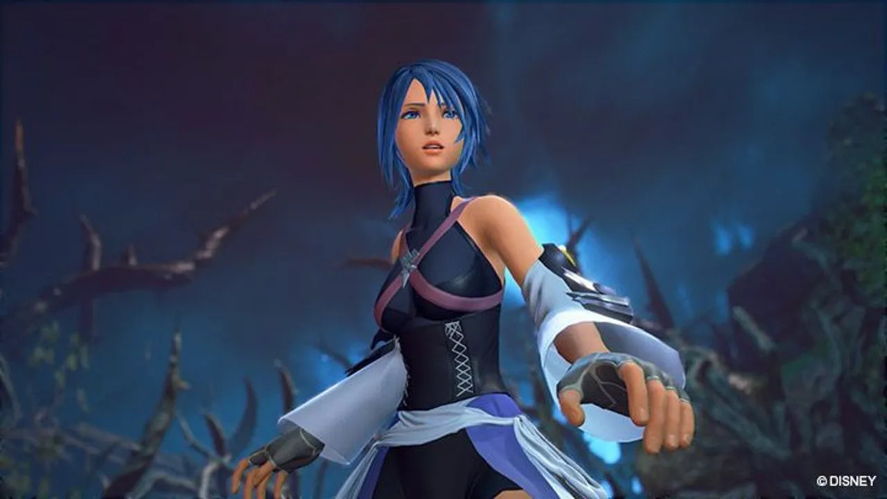 Các nhân vật Kingdom Hearts cùng nhau khám phá một thế giới Disney, nhấn mạnh yếu tố phiêu lưu và tương tác với các nhân vật quen thuộc.