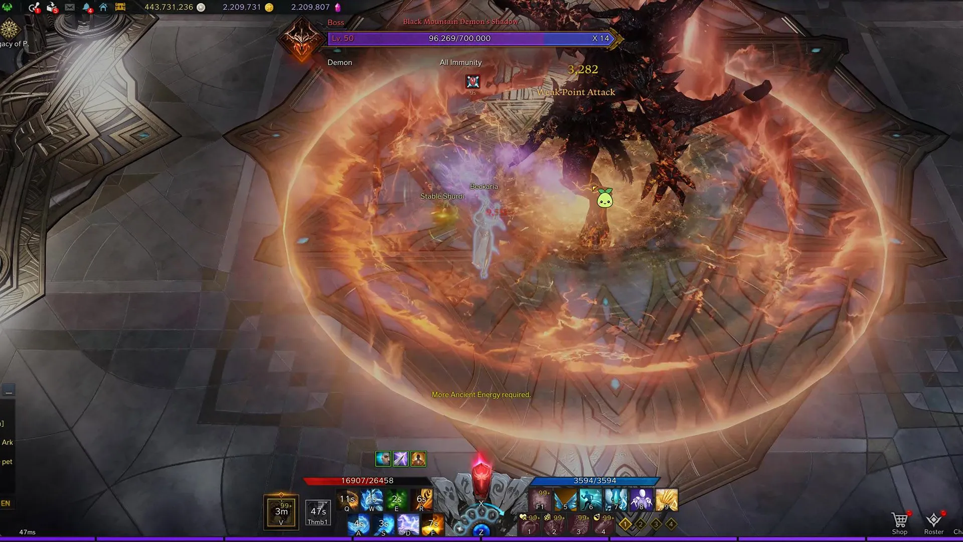 Cảnh chiến đấu boss trong Crucible Lost Ark, cần tốc độ và sát thương bùng nổ
