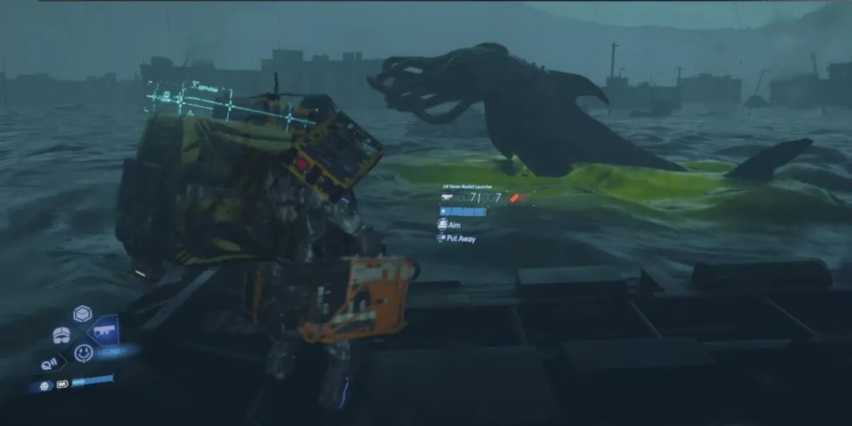 Cảnh đối đầu với boss Hồ Nhựa Đường trong Death Stranding 2