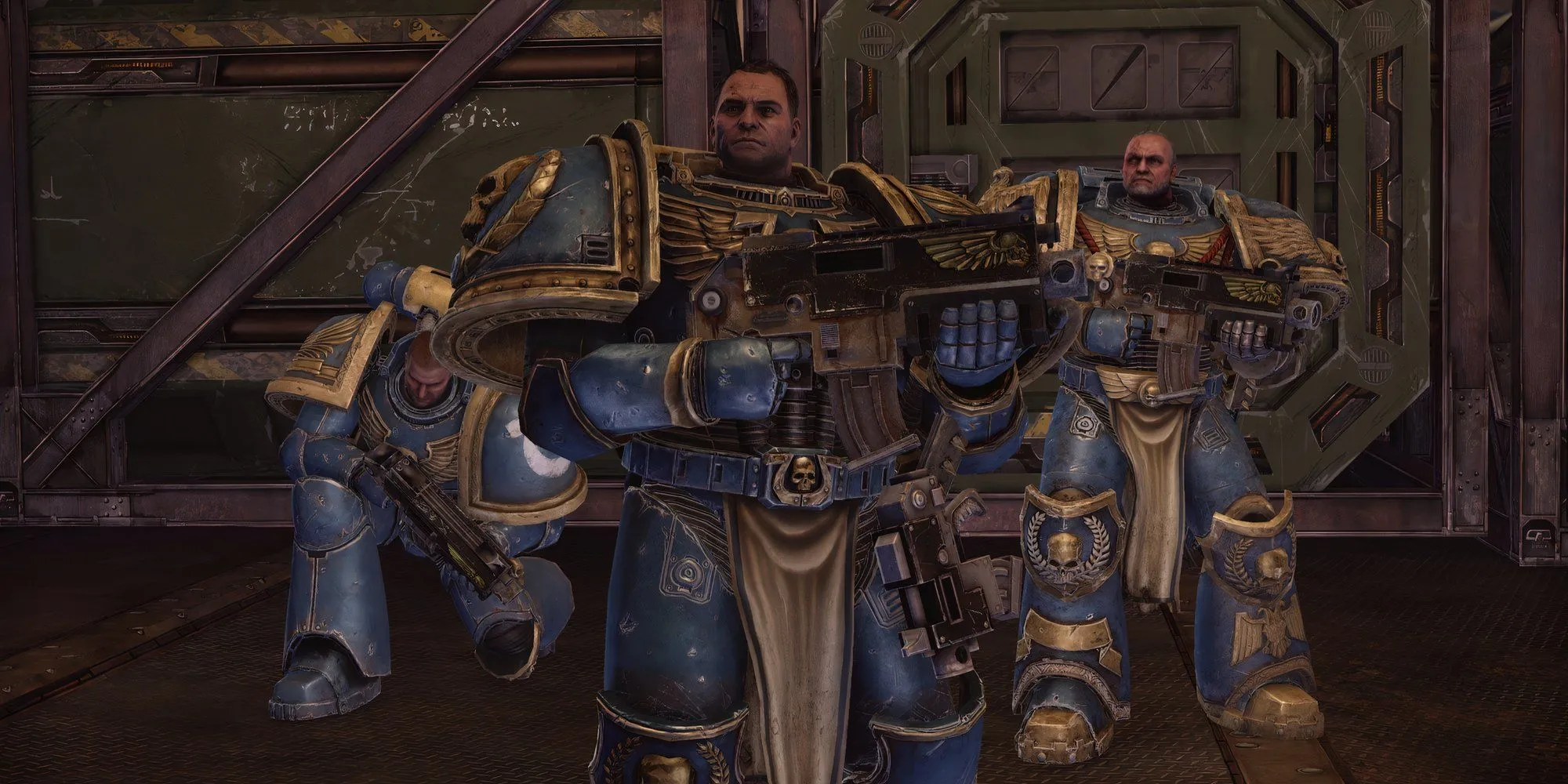 Captain Titus, Sidonus và Leandros trong phân cảnh cắt của Warhammer 40,000: Space Marine - Master Crafted Edition