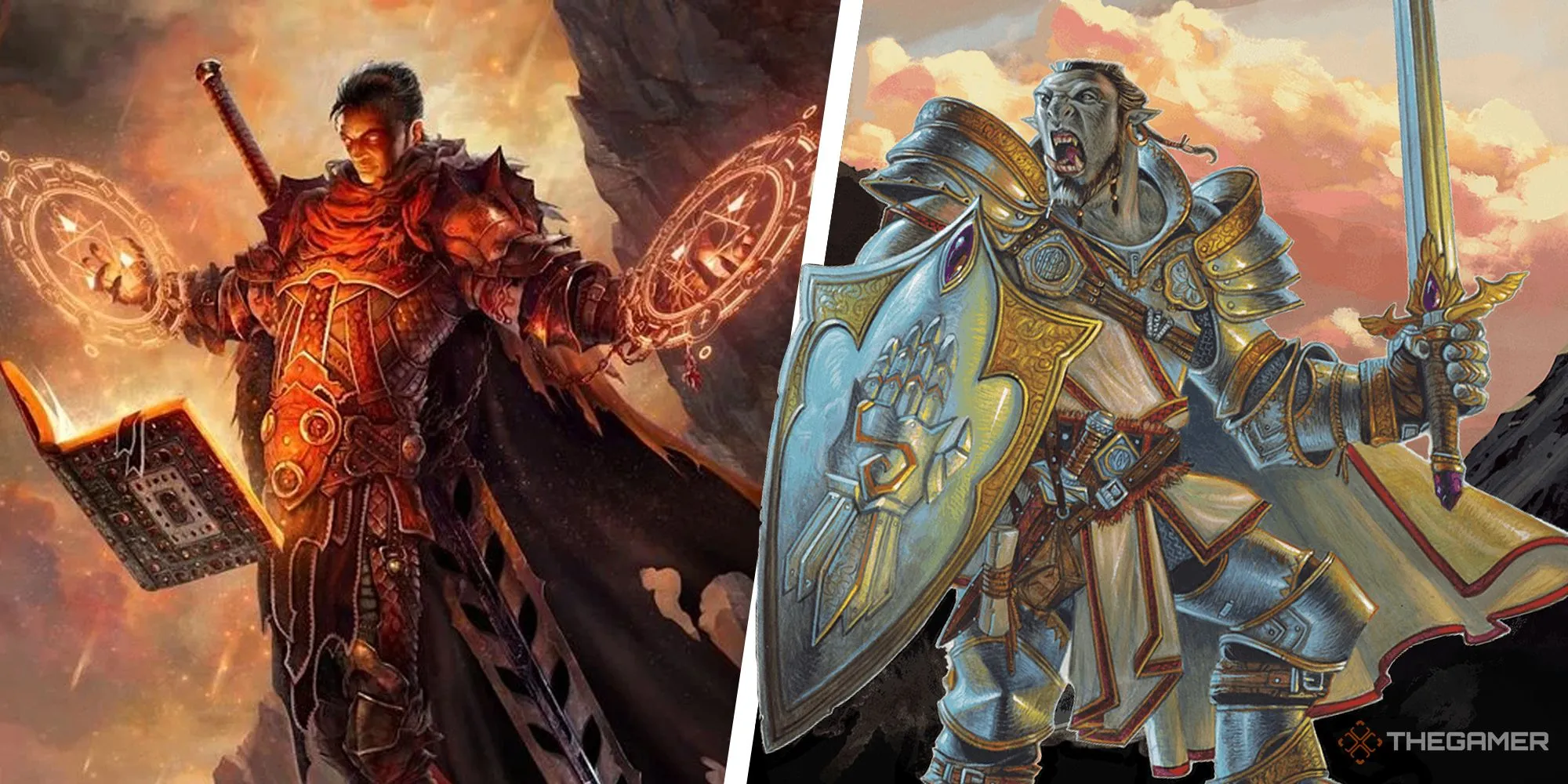 Chiến binh Paladin trong Dungeons &amp; Dragons với khiên và kiếm