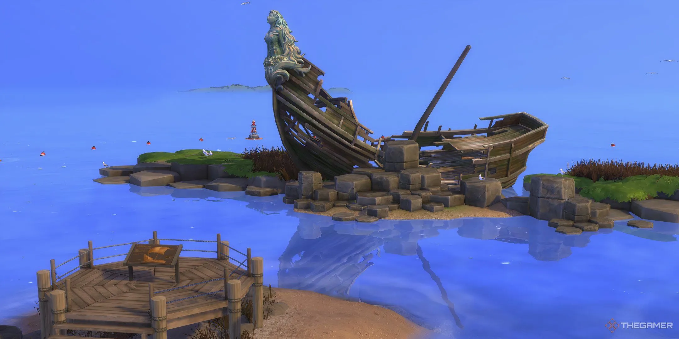 Đài tưởng niệm con thuyền đắm lịch sử tại Coast of Adhmor, The Sims 4 Enchanted By Nature.