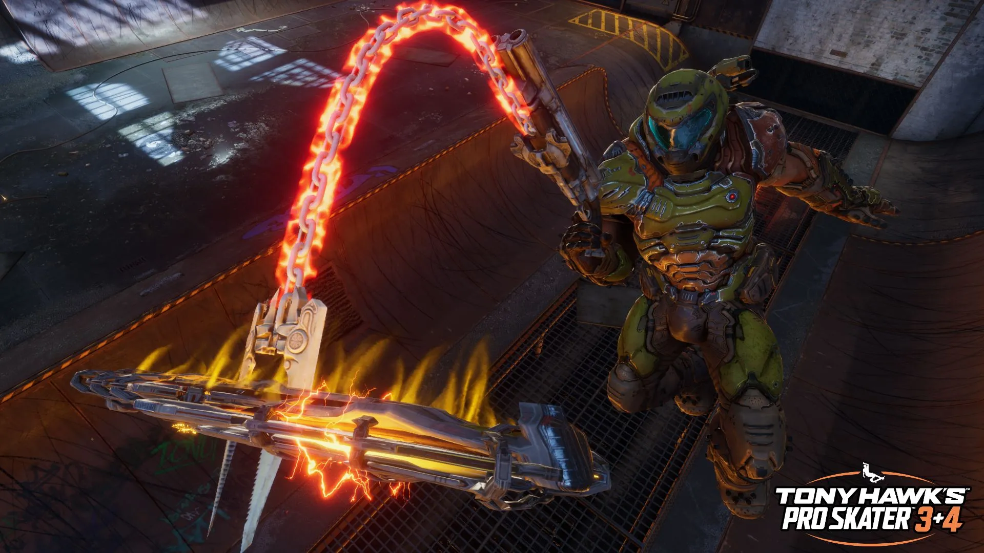 Doom Slayer trượt ván trong màn Foundry của Tony Hawk's Pro Skater 3 + 4 Remaster