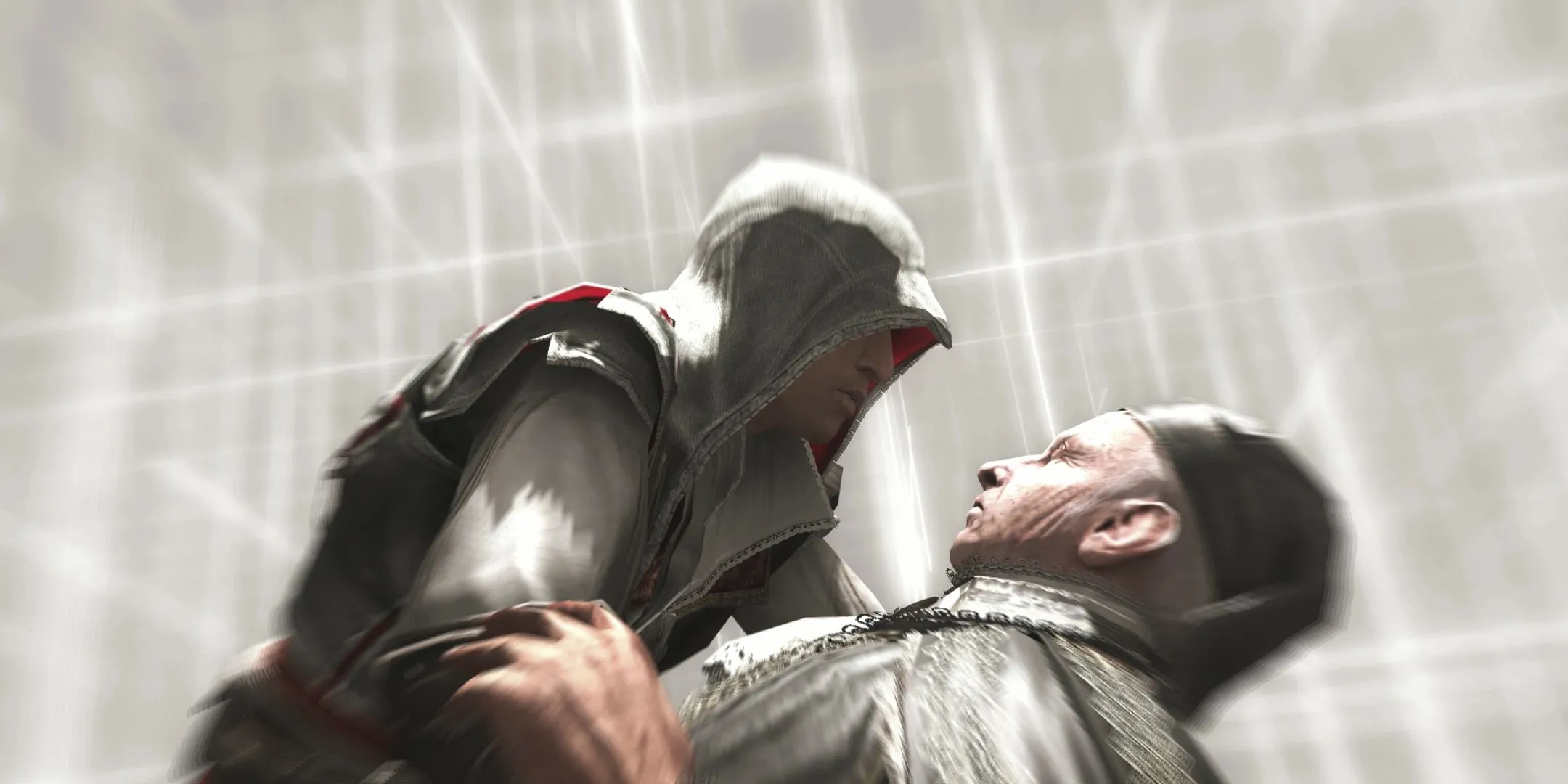 Ezio Auditore kết liễu Jacopo de Pazzi trong một phân cảnh của Assassin's Creed II.