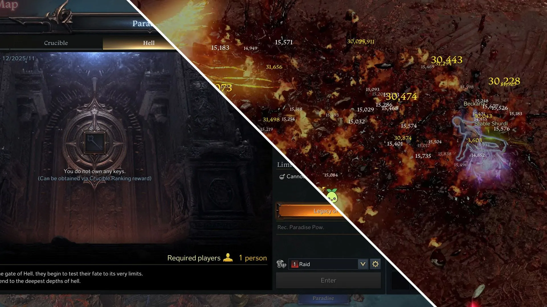 Giao diện chế độ Hell Lost Ark, nơi sử dụng chìa khóa nhận từ Crucible