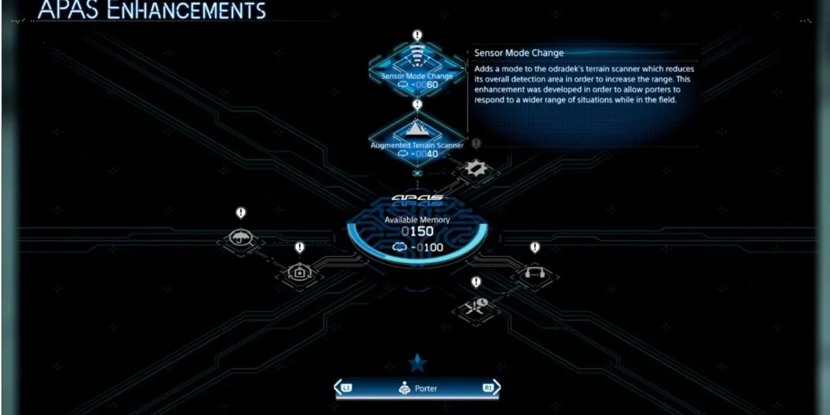 Giao diện kích hoạt chế độ quét cảm biến Sensor Mode Change của Odradek trong Death Stranding 2