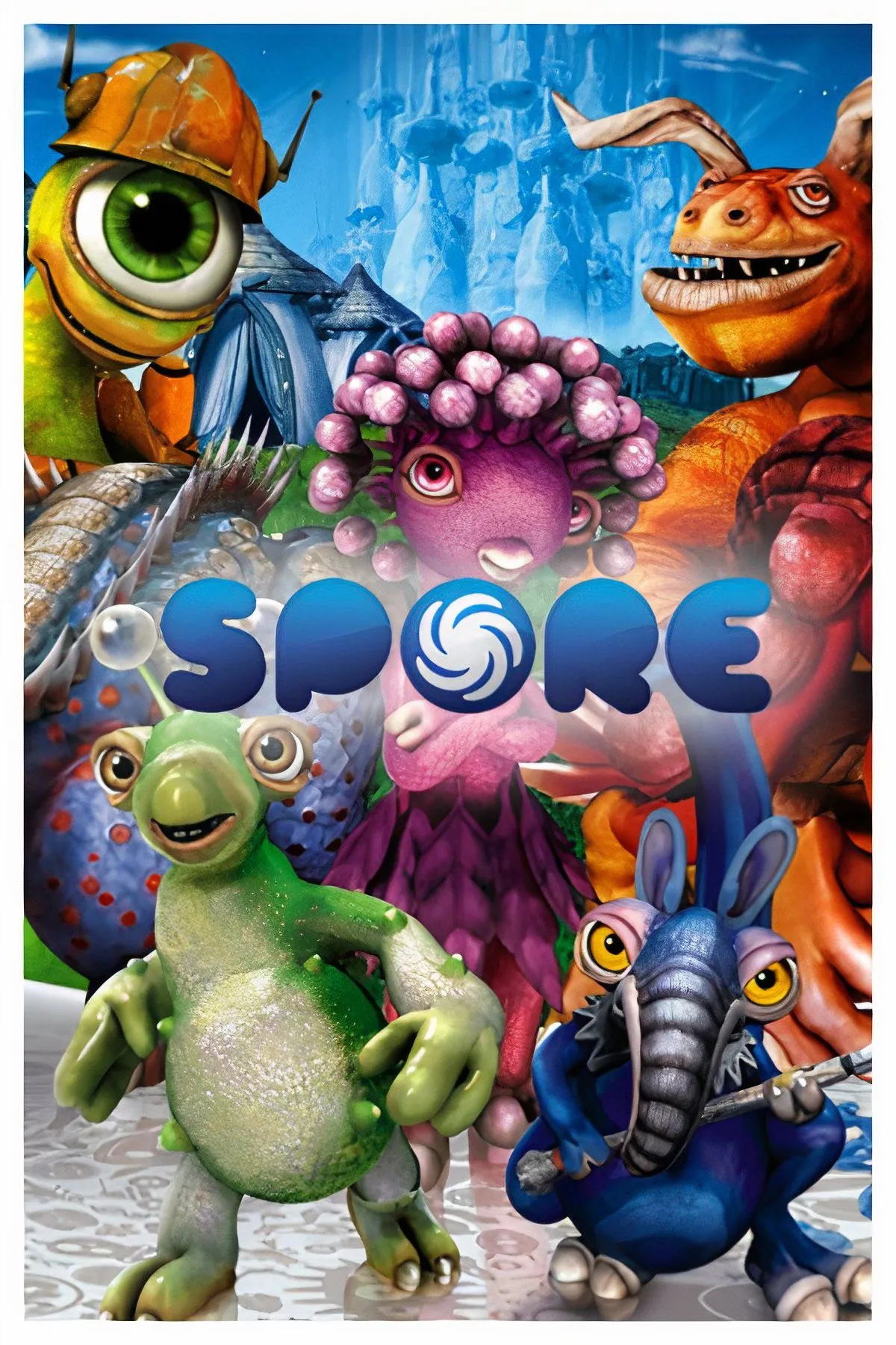 Giao diện tạo hình sinh vật và các giai đoạn tiến hóa trong game Spore