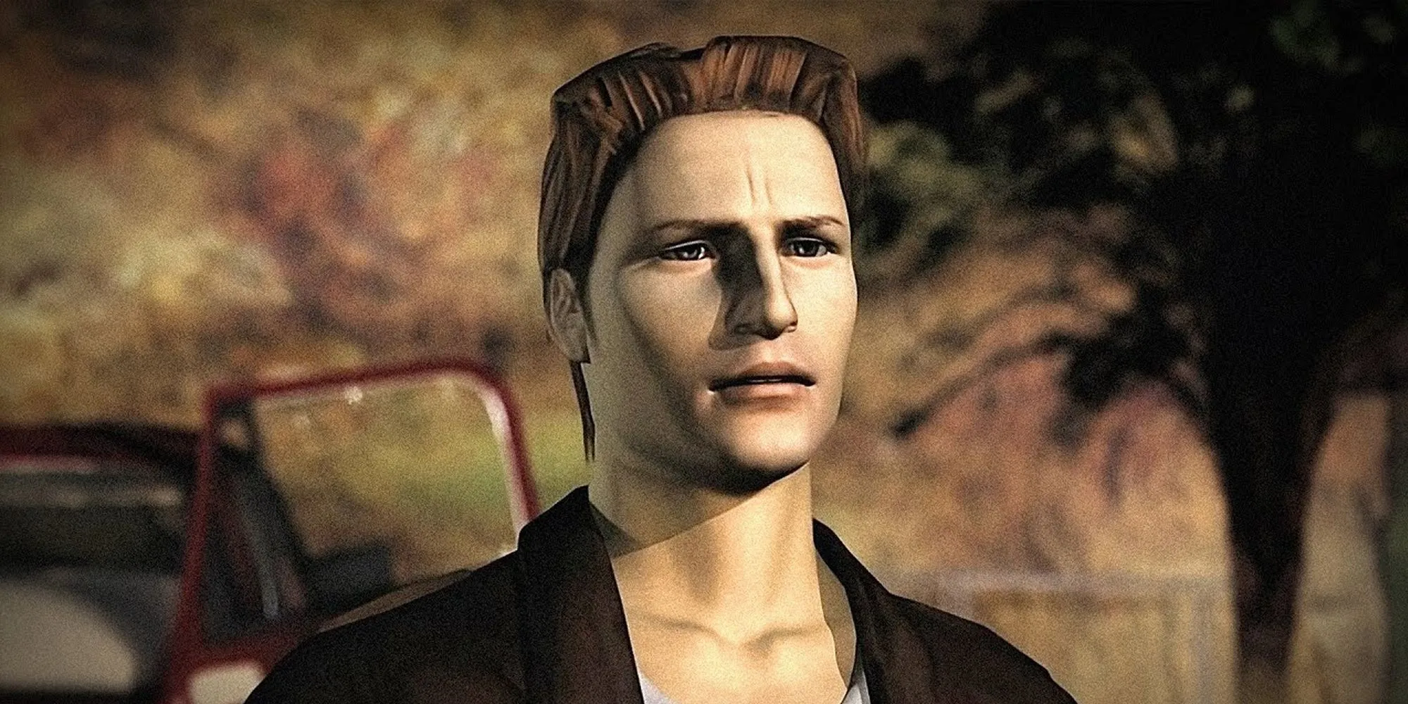 Harry Mason bên ngoài chiếc xe trong Silent Hill