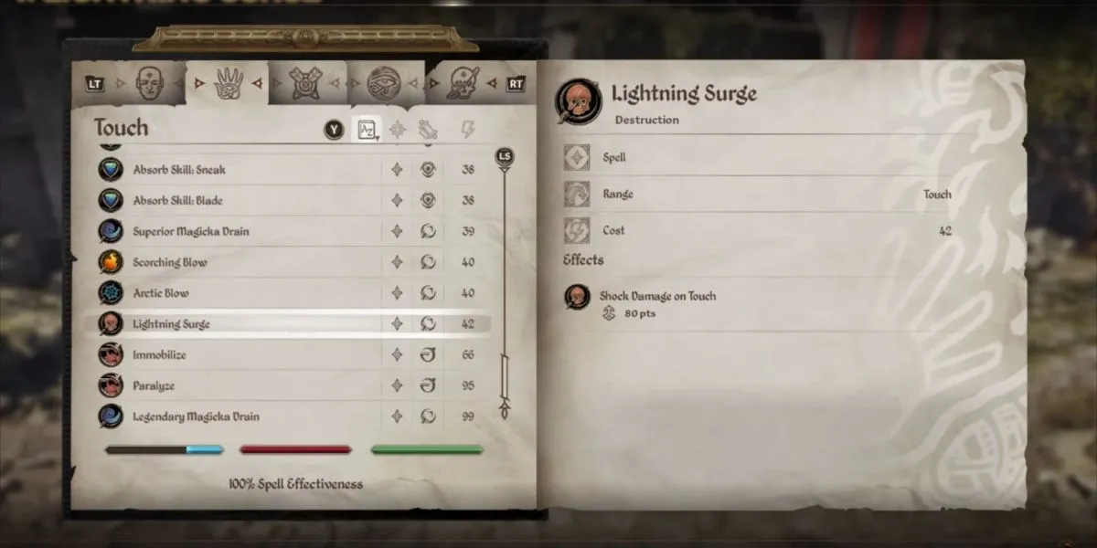Hiệu ứng sét của phép Lightning Surge tấn công trực diện kẻ thù trong The Elder Scrolls IV: Oblivion Remastered