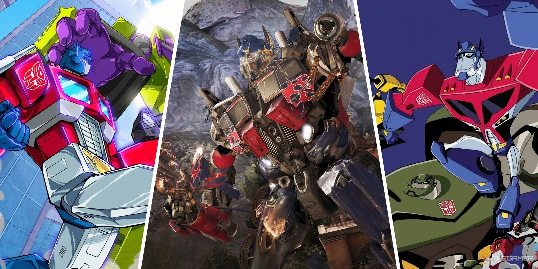 Hình ảnh tổng hợp Optimus Prime từ các game và hoạt hình Transformers (Devastation, Dark of the Moon, Animated)