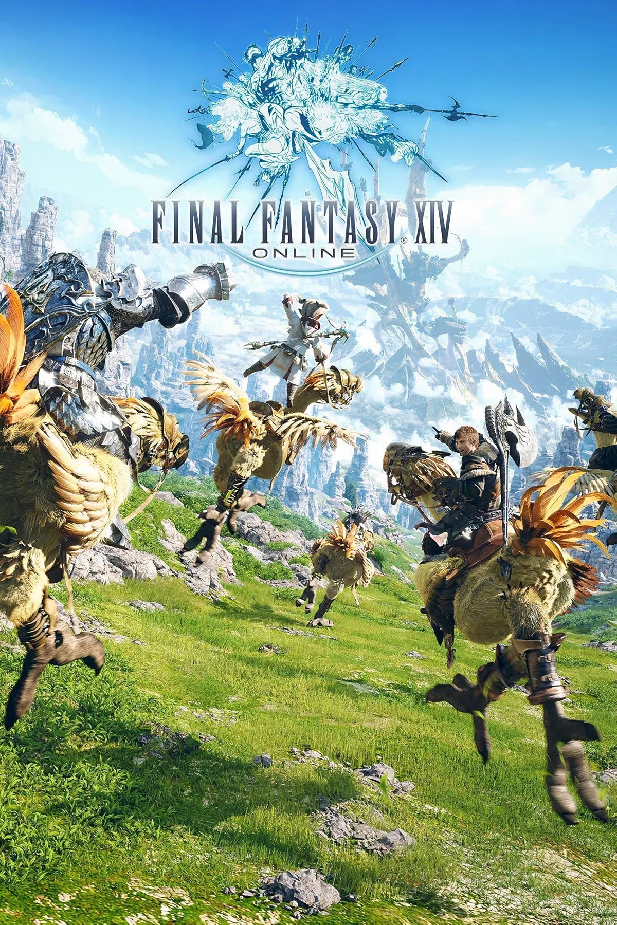 Hình ảnh trang bìa đặc trưng của Final Fantasy XIV, một MMORPG giàu cốt truyện.