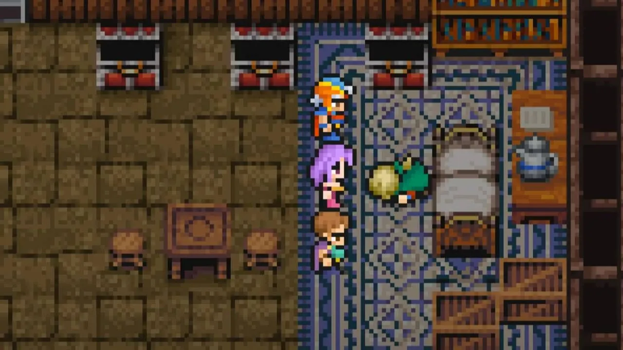 Hoàng tử Scott tử trận gần giường của mình trong Final Fantasy II