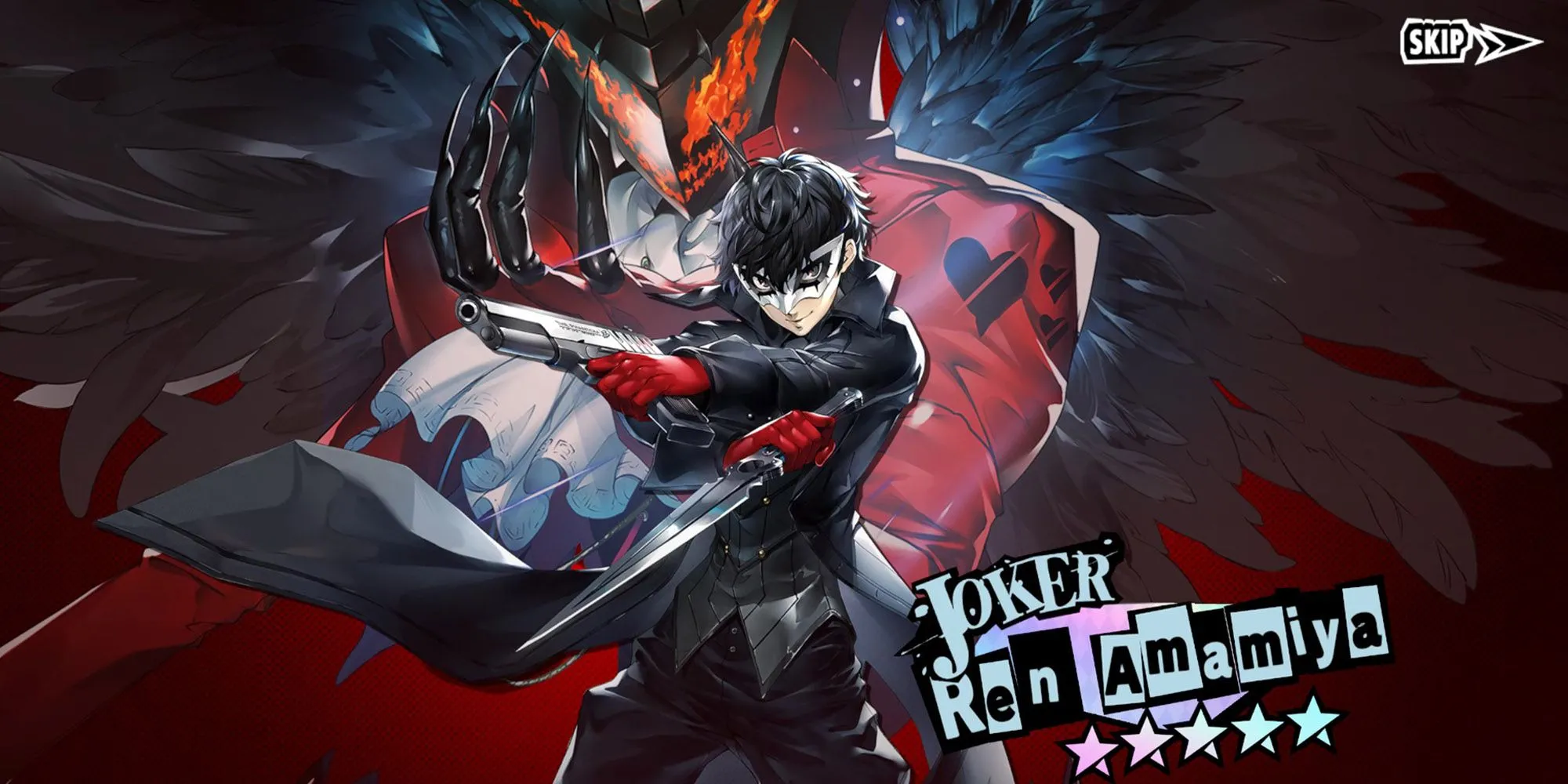 Hoạt ảnh gacha 5 sao trong Persona 5: The Phantom X, dấu hiệu của một lượt quay may mắn.