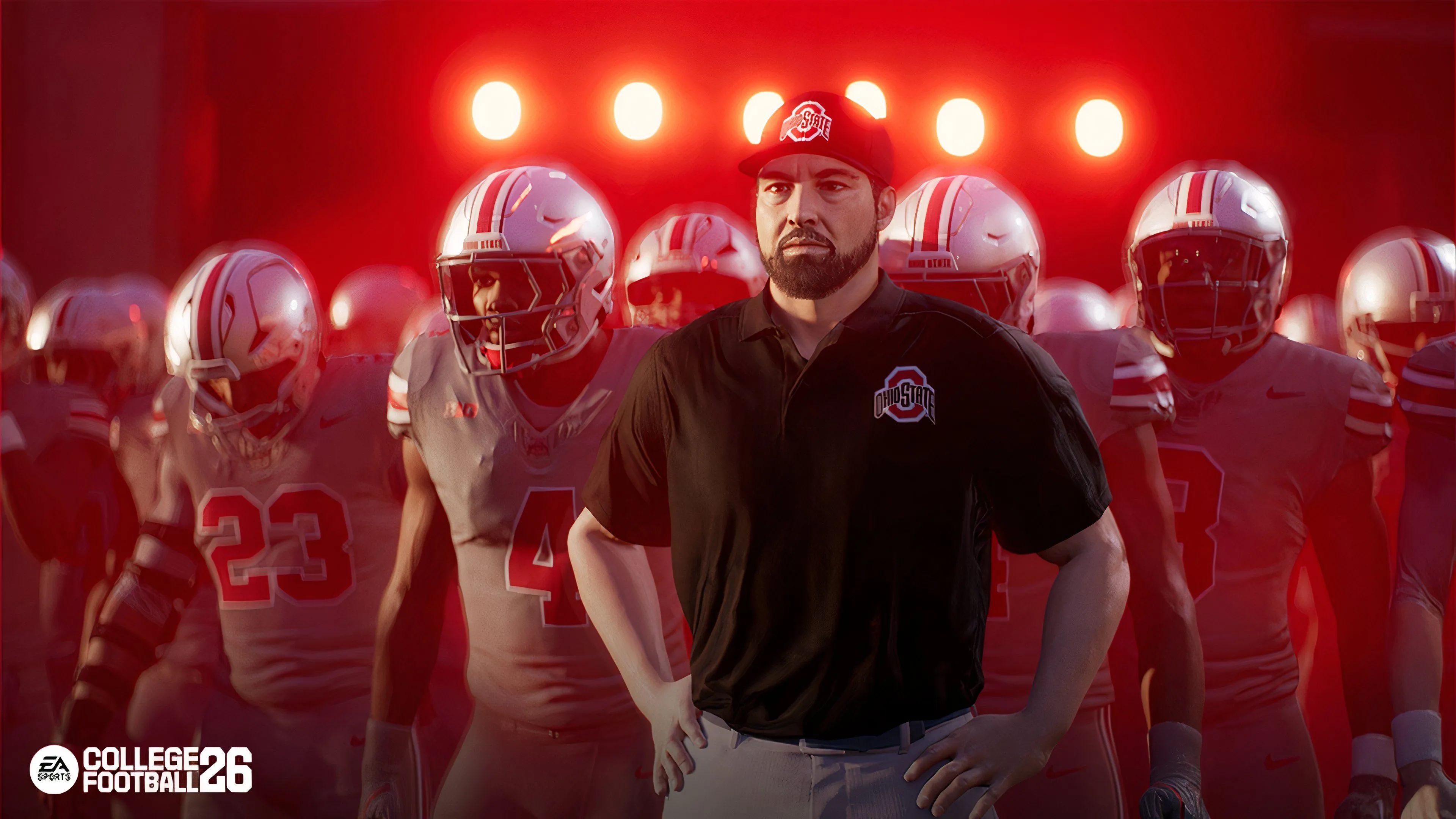 Huấn luyện viên Ryan Day trong EA Sports College Football 26, thể hiện sự chân thực của hơn 300 HLV được bổ sung.