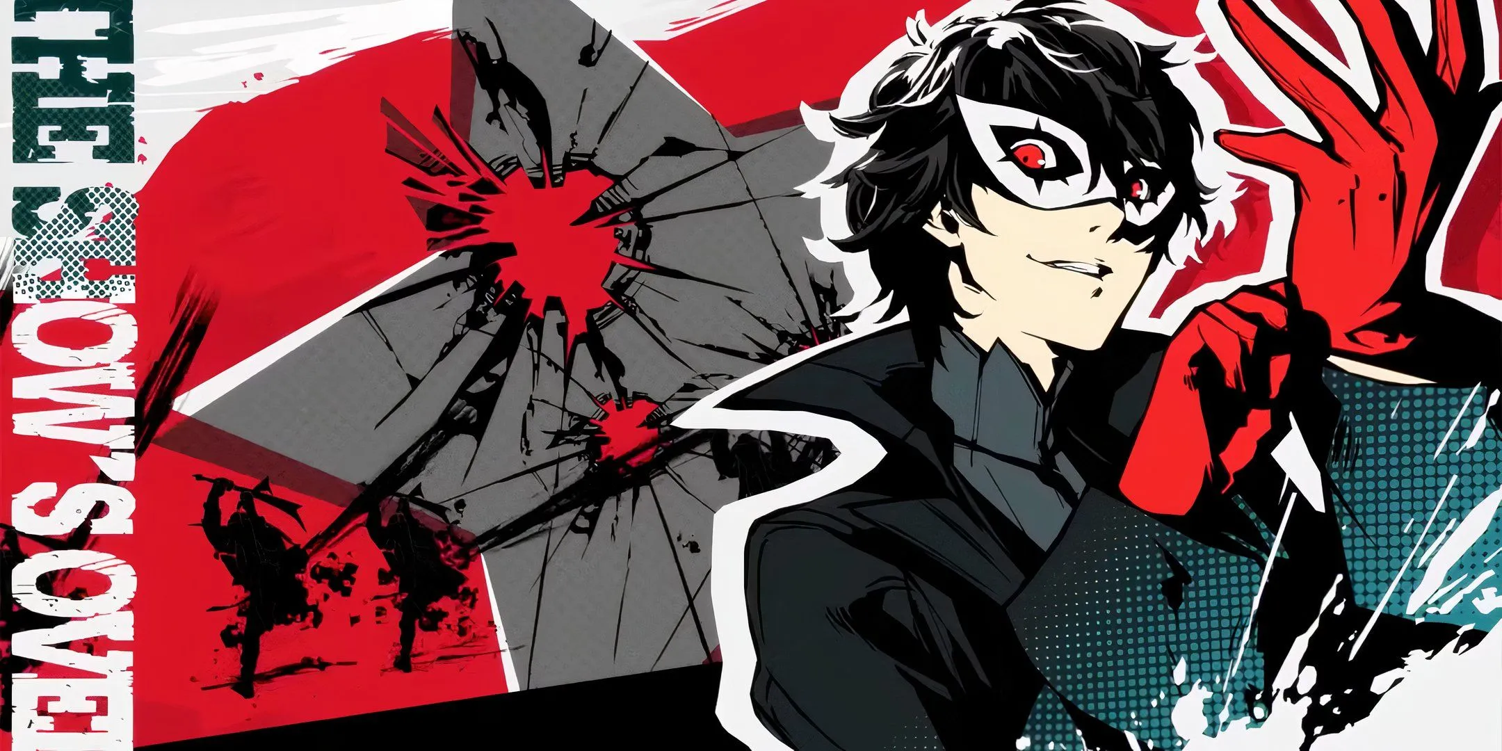 Joker của Persona 5 Royal cười tự tin sau khi đánh bại kẻ thù, biểu tượng của nhóm Phantom Thieves.