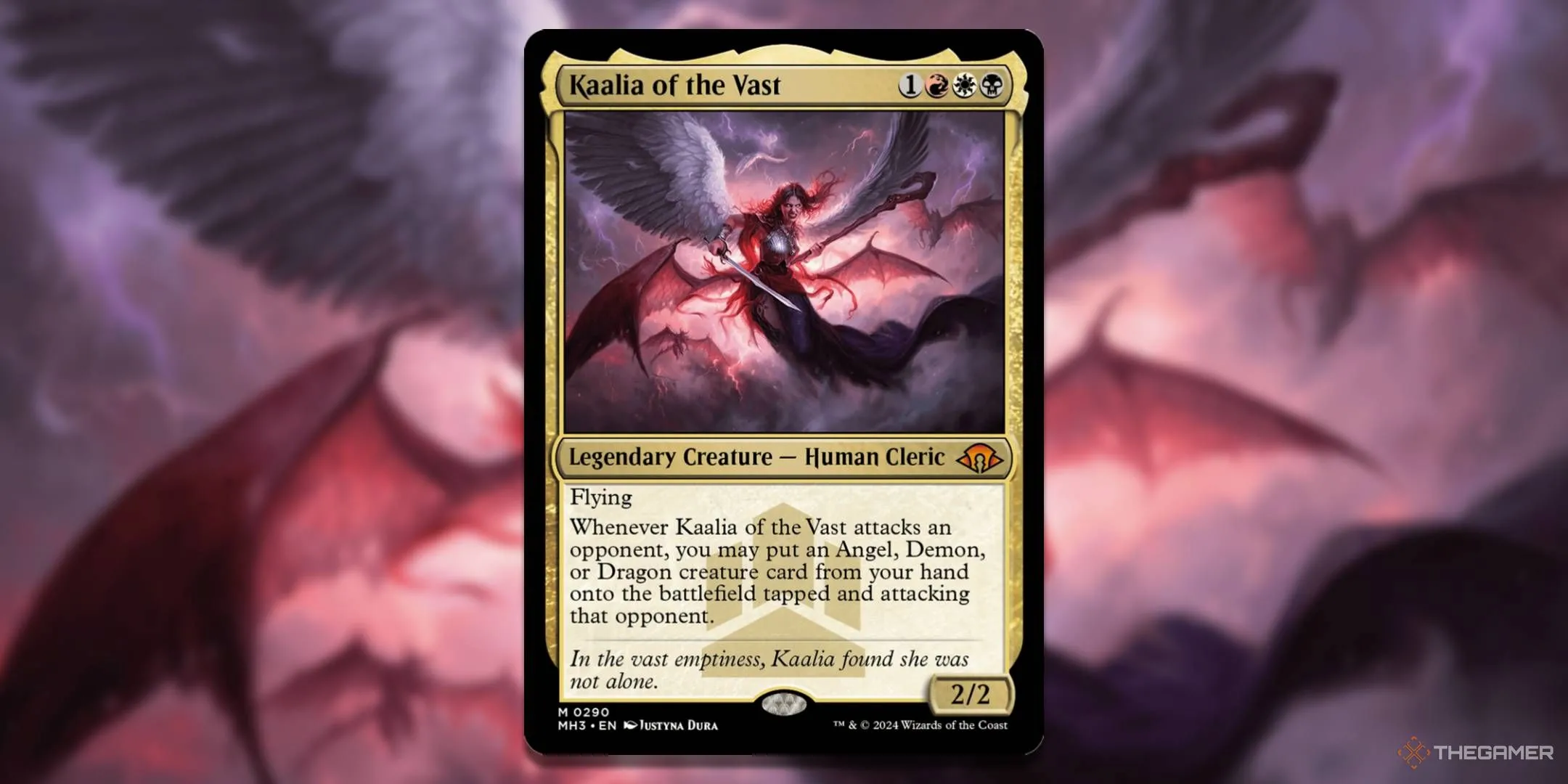 Lá bài Kaalia of the Vast trong Magic: The Gathering, một thiên thần quyền năng điều khiển rồng, ác quỷ và thiên thần, thể hiện lối chơi tấn công tất tay.