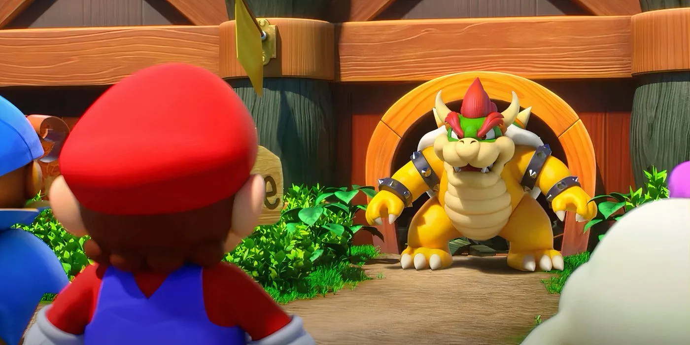 Mario, Bowser và nhóm bạn đang chiến đấu cùng nhau trong phiên bản làm lại của Super Mario RPG