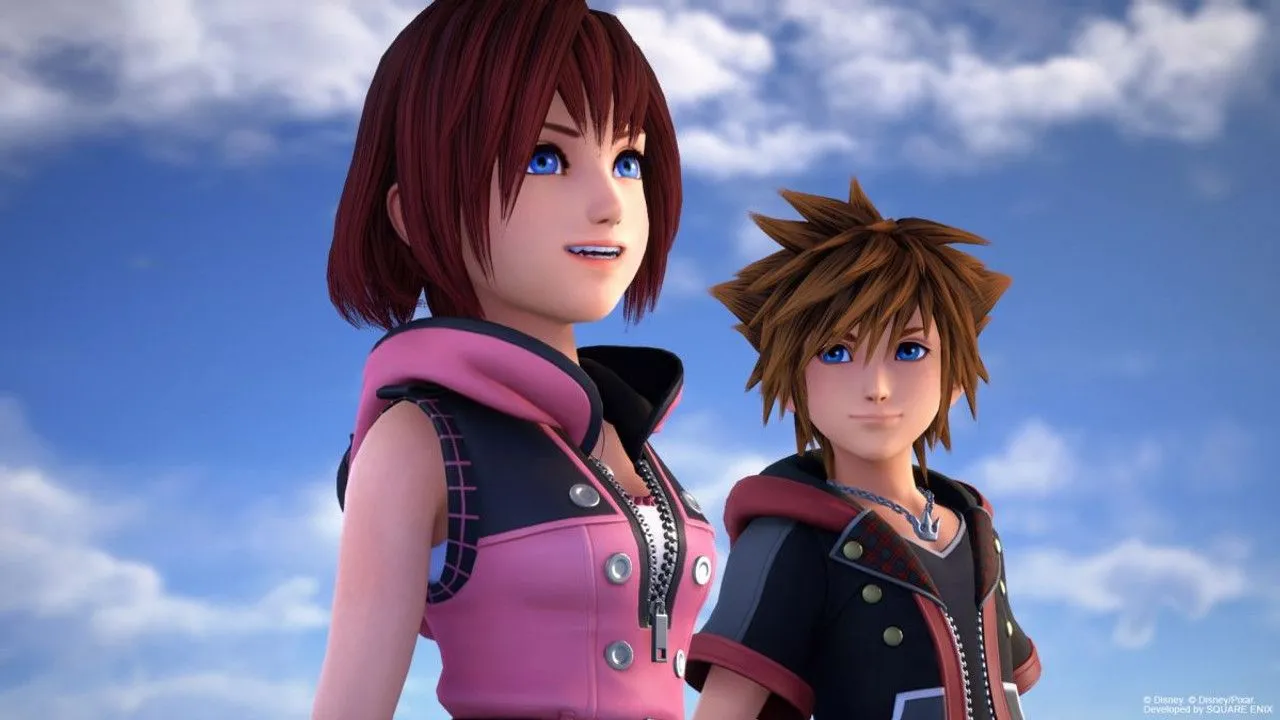 Một cảnh chiến đấu boss mãn nhãn trong Kingdom Hearts, cho thấy sự kết hợp giữa hiệu ứng phép thuật và đòn tấn công vật lý.