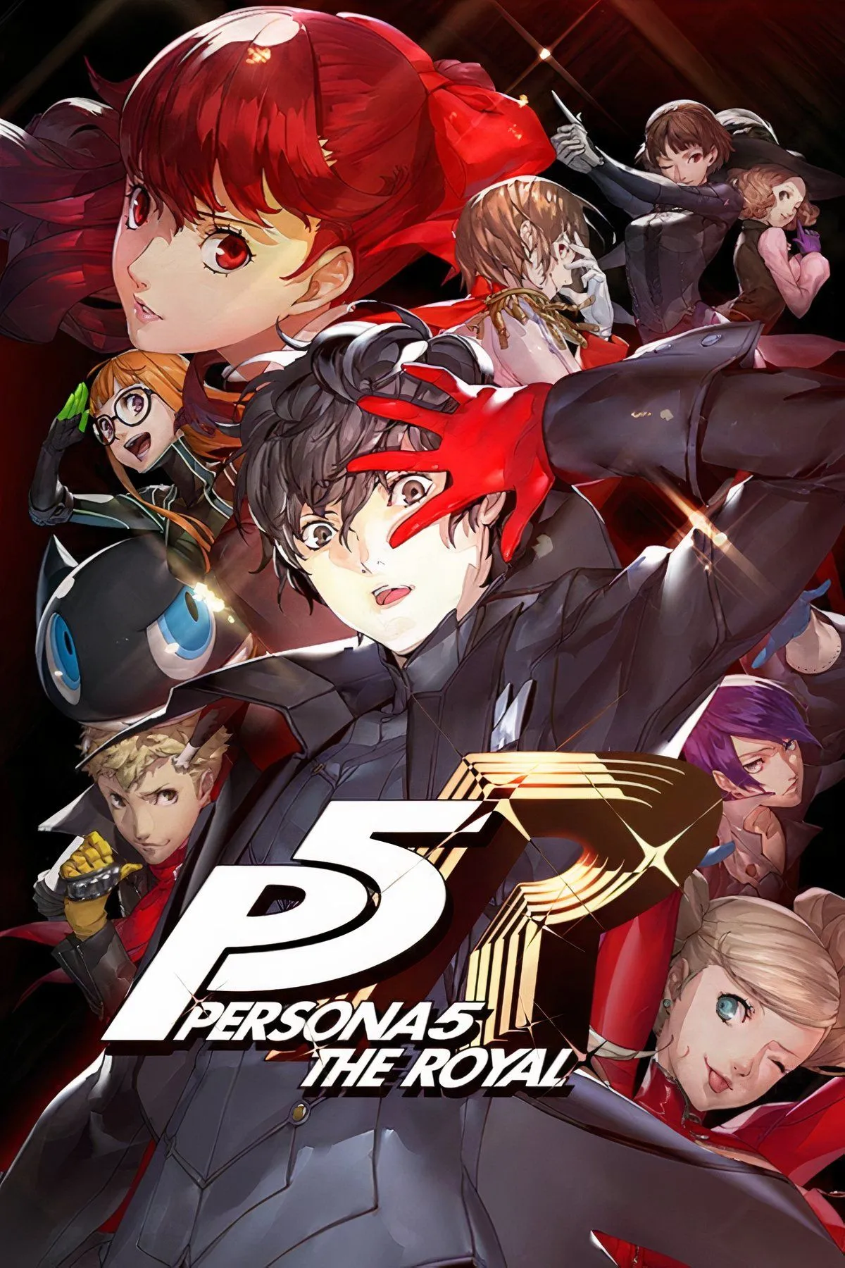 Nhóm Phantom Thieves của Persona 5 Royal đứng trong khung cảnh đô thị Nhật Bản hiện đại, thể hiện sự kết hợp giữa cuộc sống học đường và hoạt động siêu nhiên.