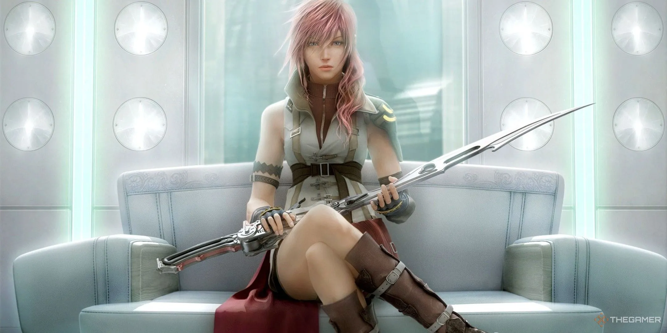 Nữ quân nhân Lightning (Claire Farron) trong tạo hình chiến đấu từ Final Fantasy XIII.