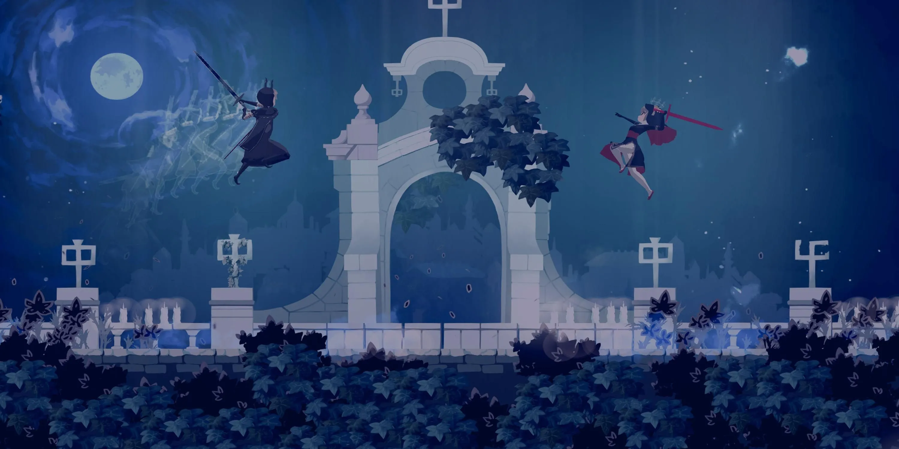 Nữ tu Semilla tung đòn tấn công từ không trung trong Minoria, minh họa phong cách chiến đấu nhịp độ cao của game.