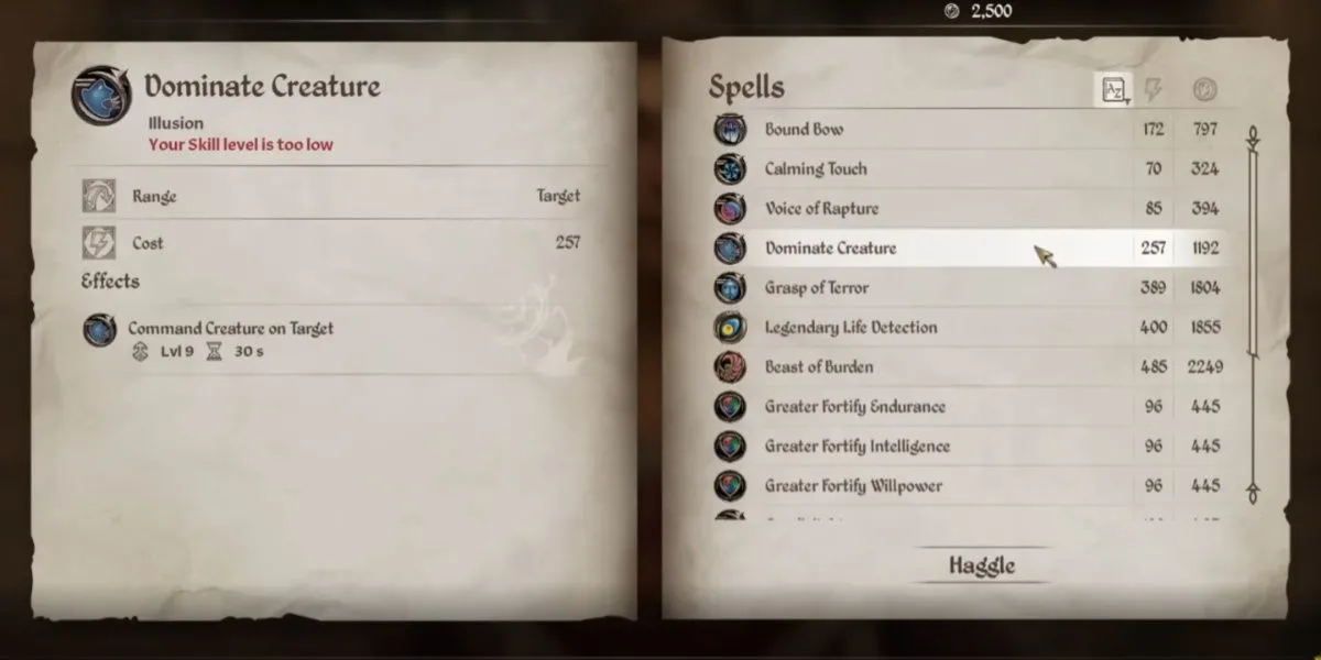 Pháp sư điều khiển quái vật bằng phép Dominate Creature, biến chúng thành đồng minh trong Oblivion Remastered