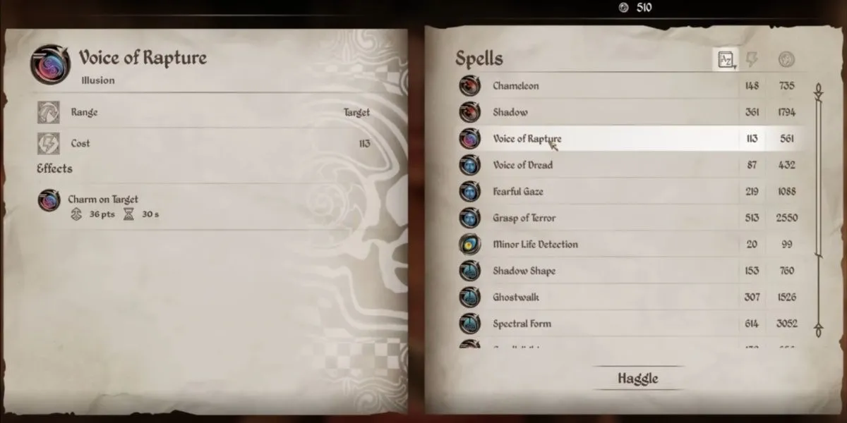 Pháp sư sử dụng phép Voice of Rapture để ảnh hưởng đến NPC trong Oblivion Remastered