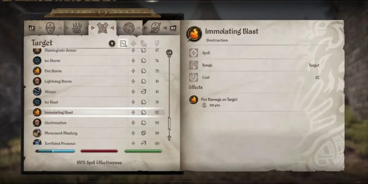 Phép thuật lửa Immolating Blast gây sát thương kinh hoàng trong một trận chiến Oblivion Remastered