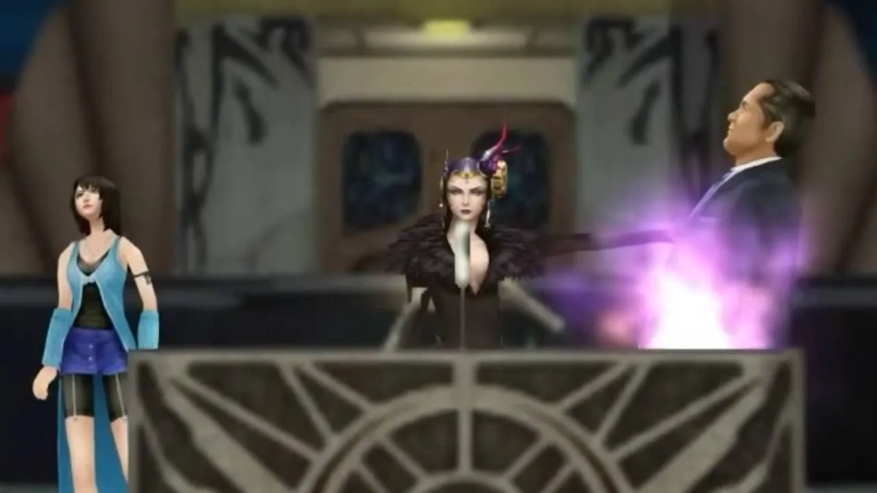 Phù thủy Edea tiêu diệt Tổng thống Vinzer Deling trong Final Fantasy VIII