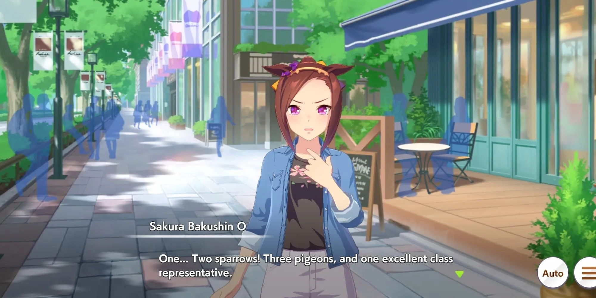Sakura Bakushin O trong trang phục đua rực rỡ, sẵn sàng cho những pha bứt tốc thần sầu trên đường chạy của Umamusume