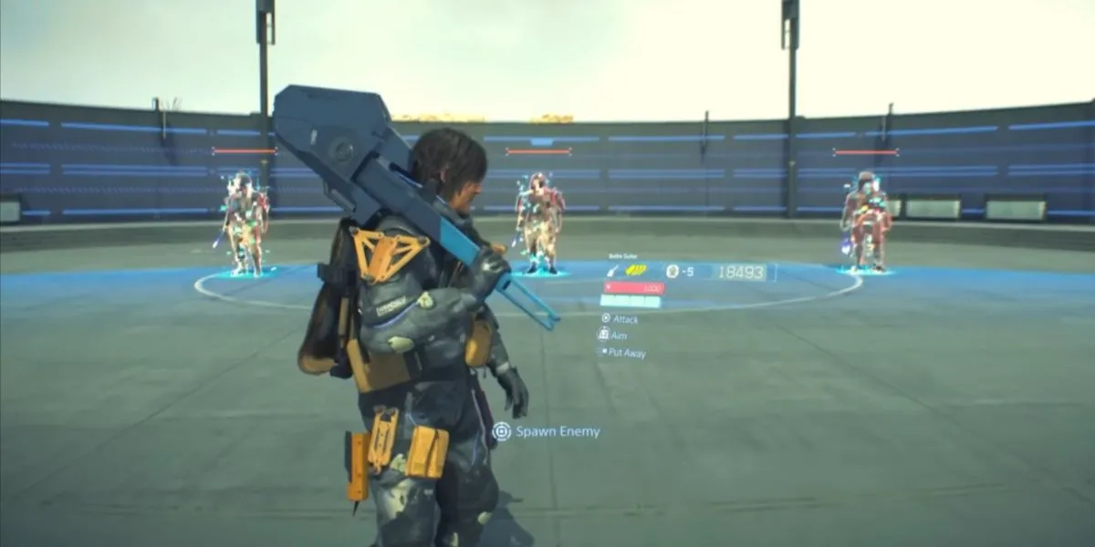Sam Porter Bridges sử dụng Ghi-ta chiến đấu, một vũ khí cận chiến độc đáo trong Death Stranding 2: On the Beach