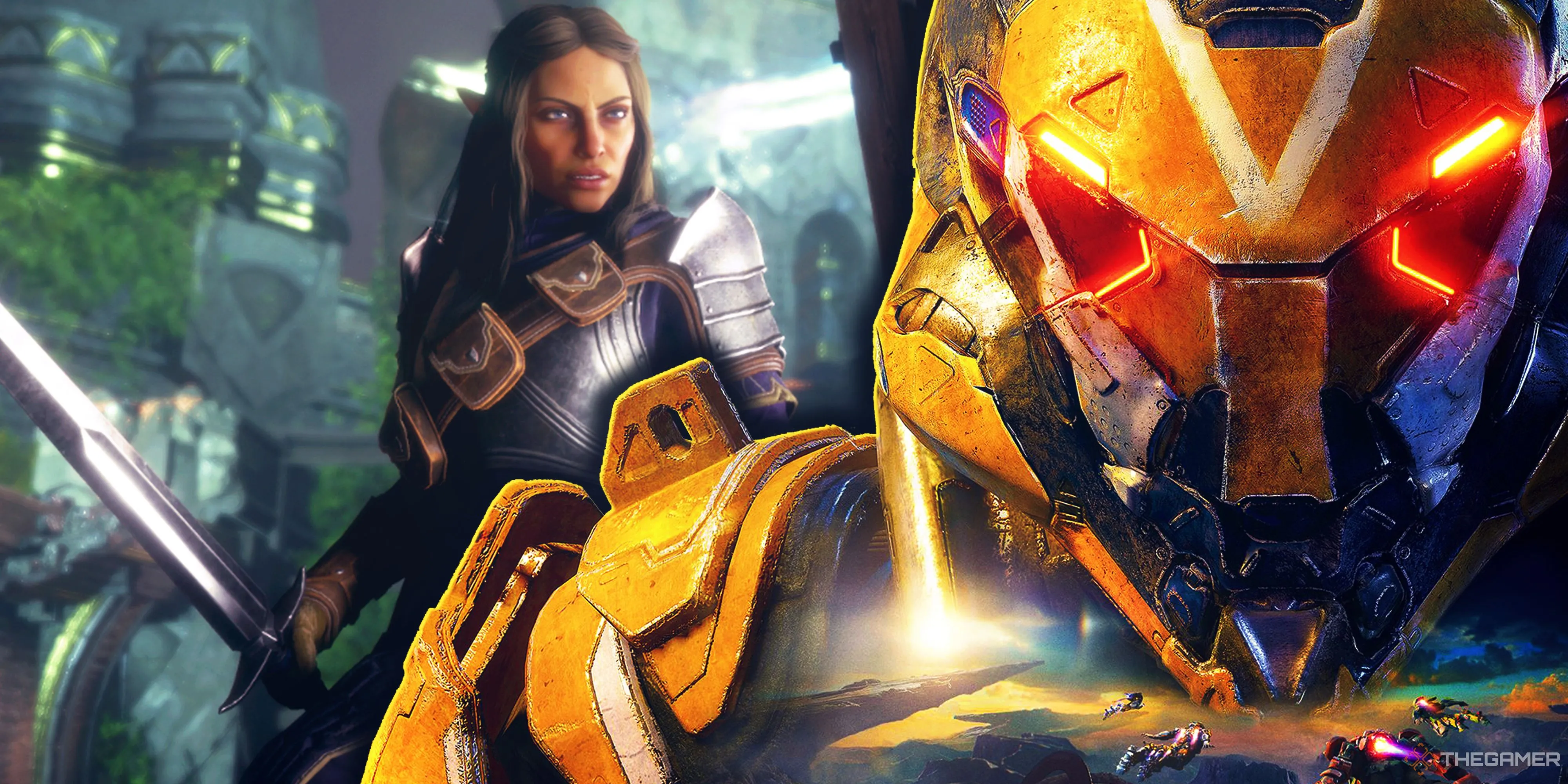 So sánh hình ảnh Javelin trong Anthem và nhân vật từ Dragon Age: The Veilguard, minh họa chất lượng đồ họa của Anthem.