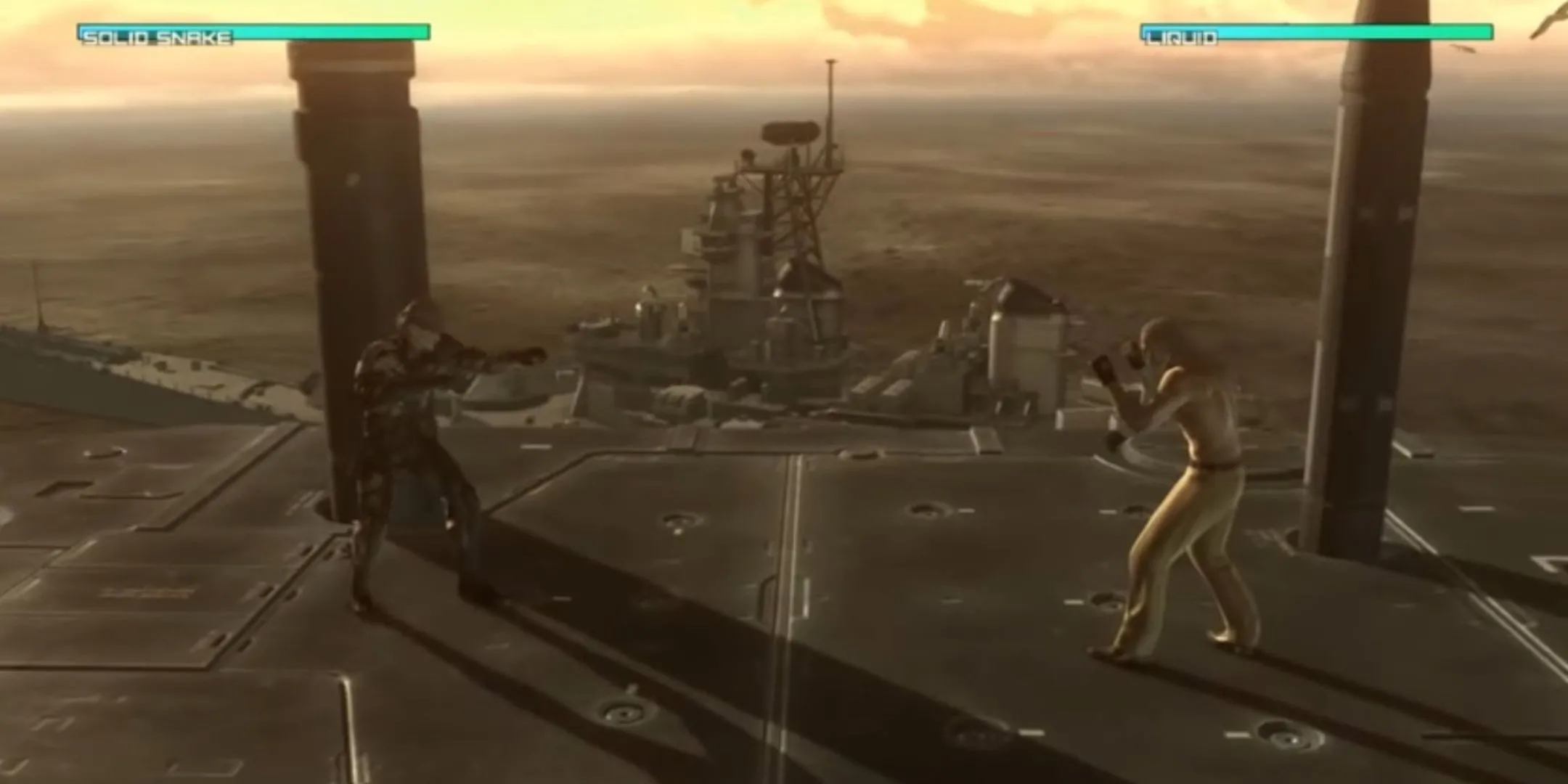 Solid Snake đối đầu Liquid Ocelot trong trận trùm cuối Metal Gear Solid 4: Guns of the Patriots