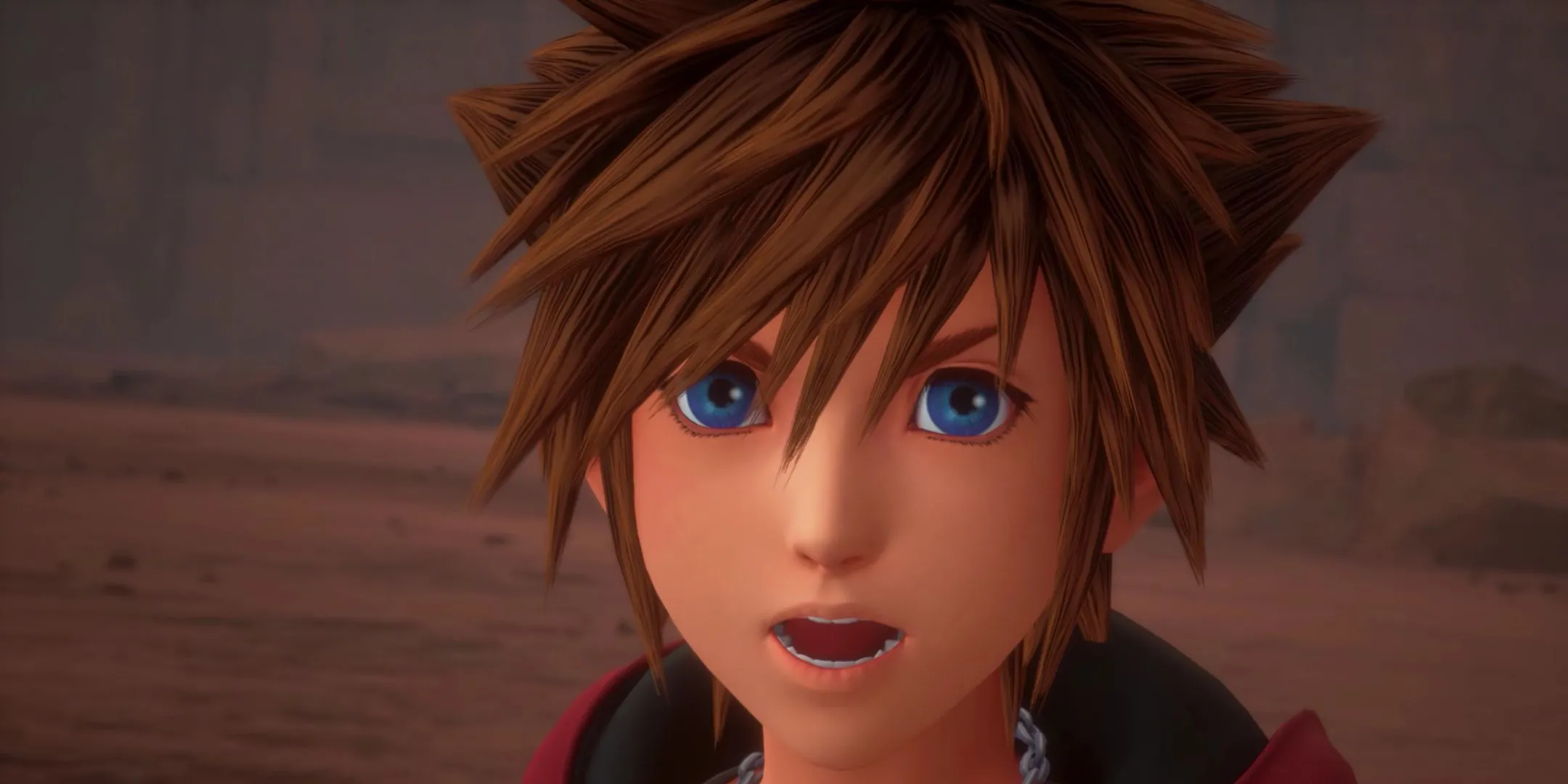 Sora biểu cảm ngạc nhiên trong Kingdom Hearts 3, phần game được chờ đợi mòn mỏi của series JRPG kết hợp Disney.