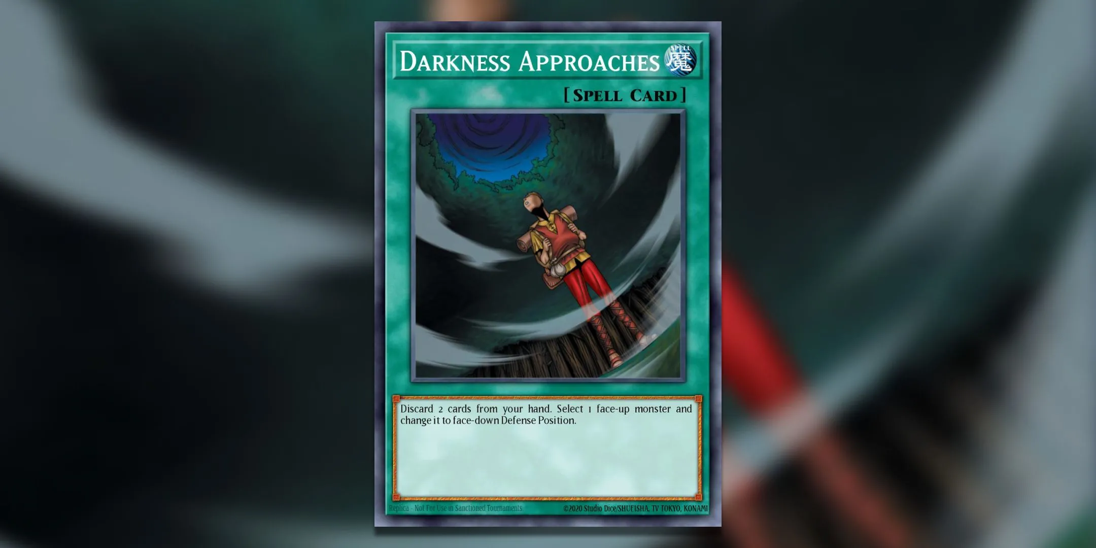 Thẻ bài Darkness Approaches trong Yu-Gi-Oh! TCG trước và sau khi được errata